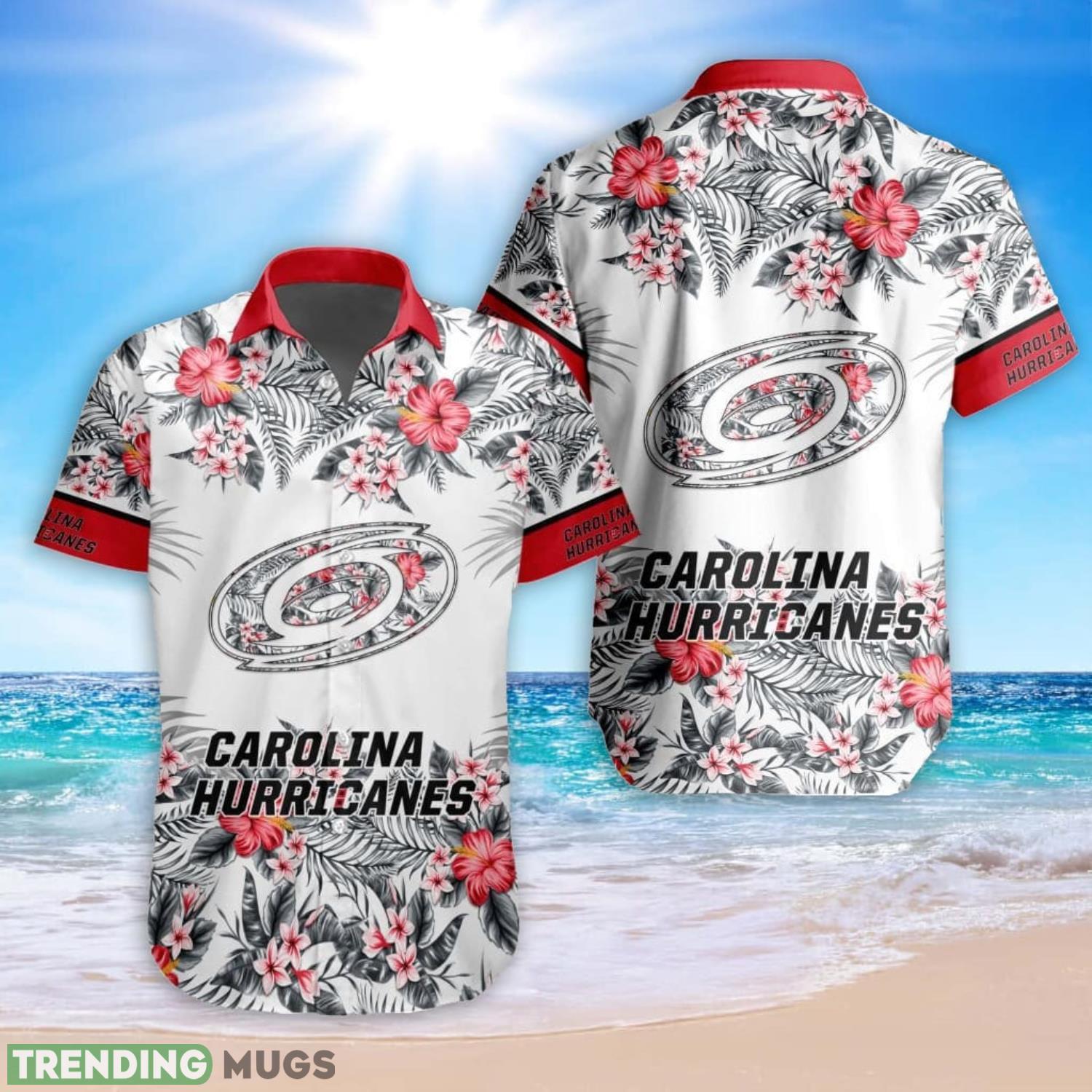 NHL Carolina Hurricanes Special Tropical Flower Hawaiian Shirt For Fans Product Photo 1 NHL Carolina Hurricanes Special Tropical Flower Hawaiian Shirt For Fans Product Photo 1