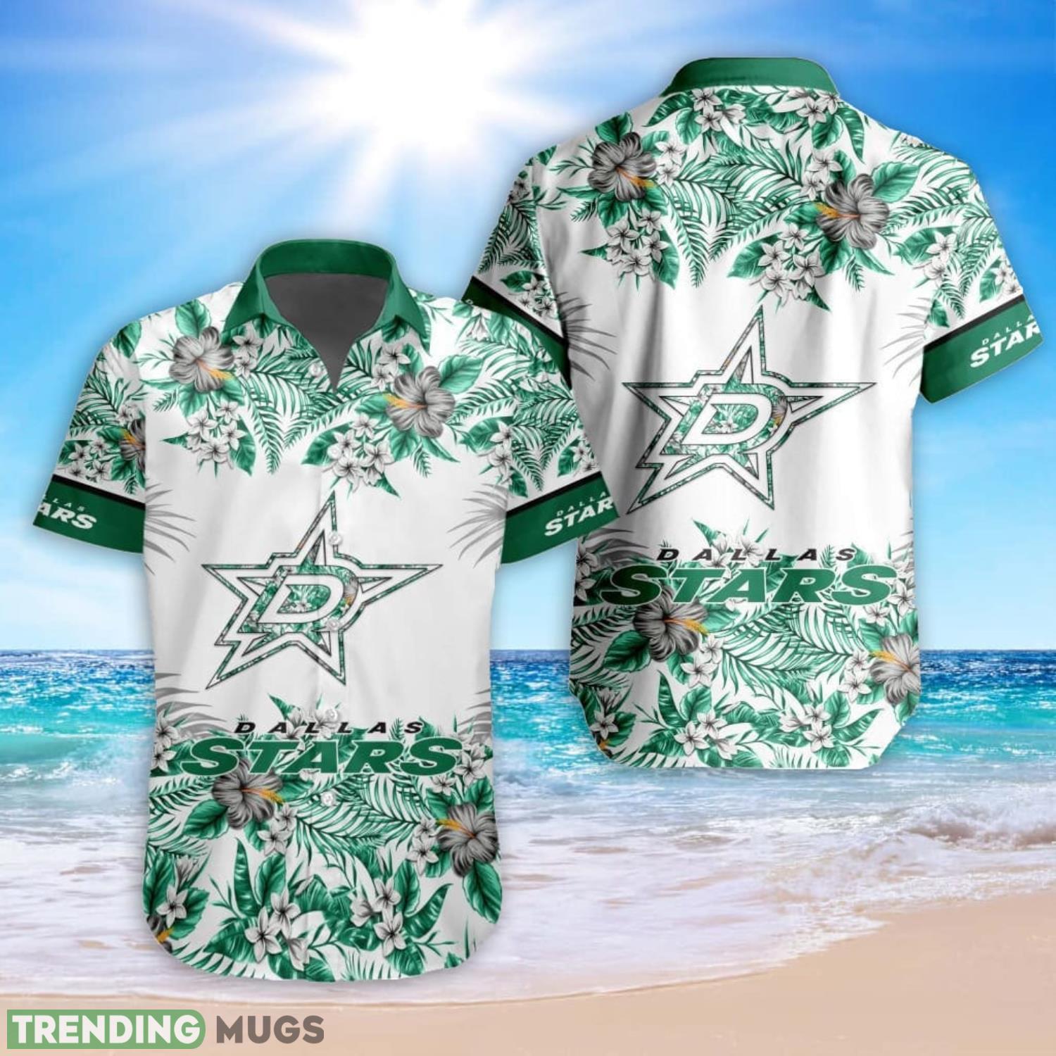 NHL Dallas Stars Special Tropical Flower Hawaiian Shirt For Fans Product Photo 1 NHL Dallas Stars Special Tropical Flower Hawaiian Shirt For Fans Product Photo 1