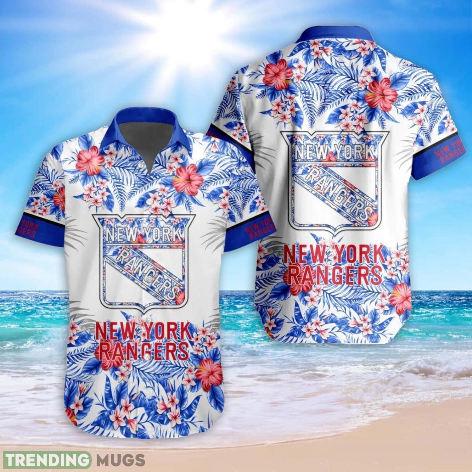 NHL New York Rangers Special Tropical Flower Hawaiian Shirt For Fans Product Photo 1 NHL New York Rangers Special Tropical Flower Hawaiian Shirt For Fans Product Photo 1