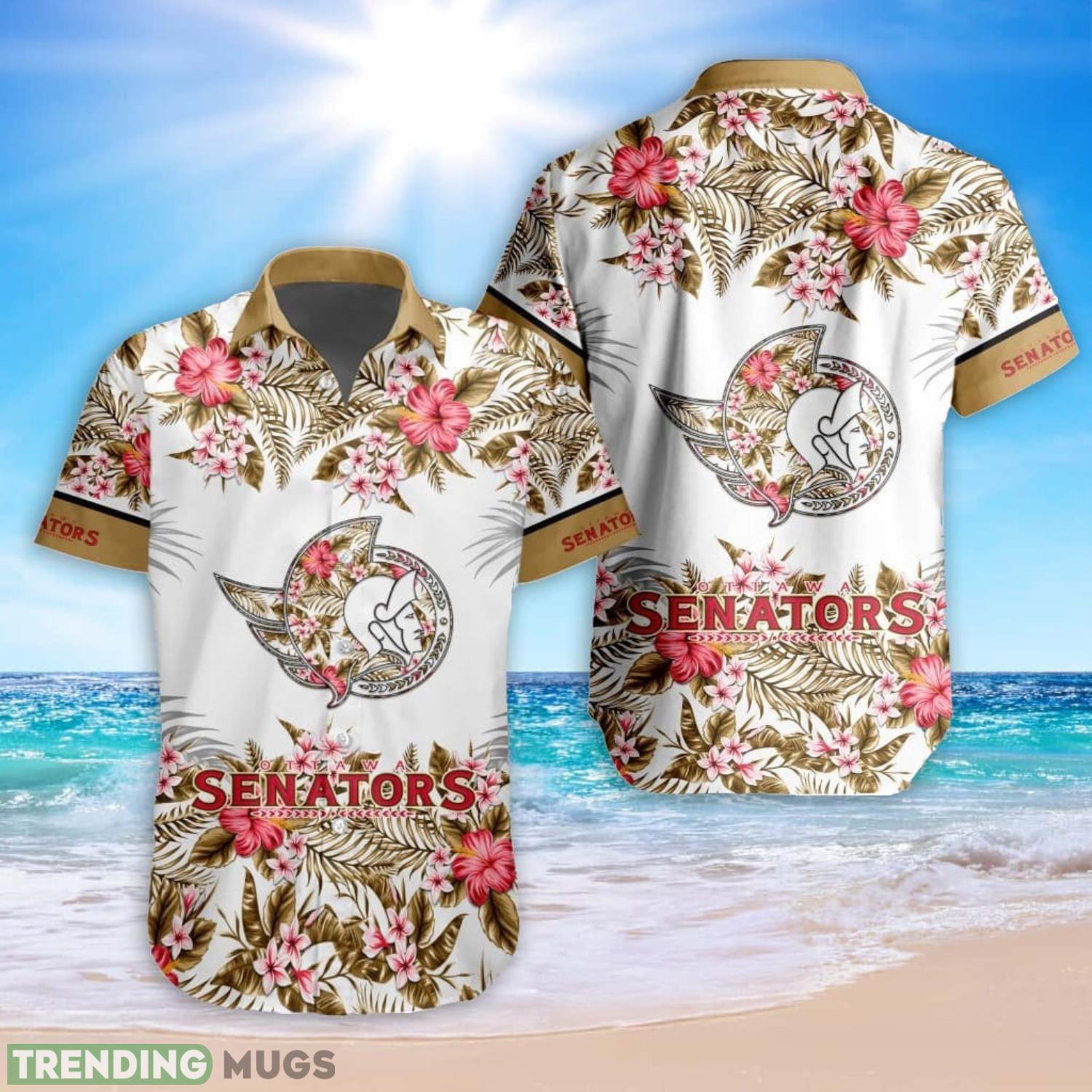 NHL Ottawa Senators Special Tropical Flower Hawaiian Shirt For Fans Product Photo 1 NHL Ottawa Senators Special Tropical Flower Hawaiian Shirt For Fans Product Photo 1