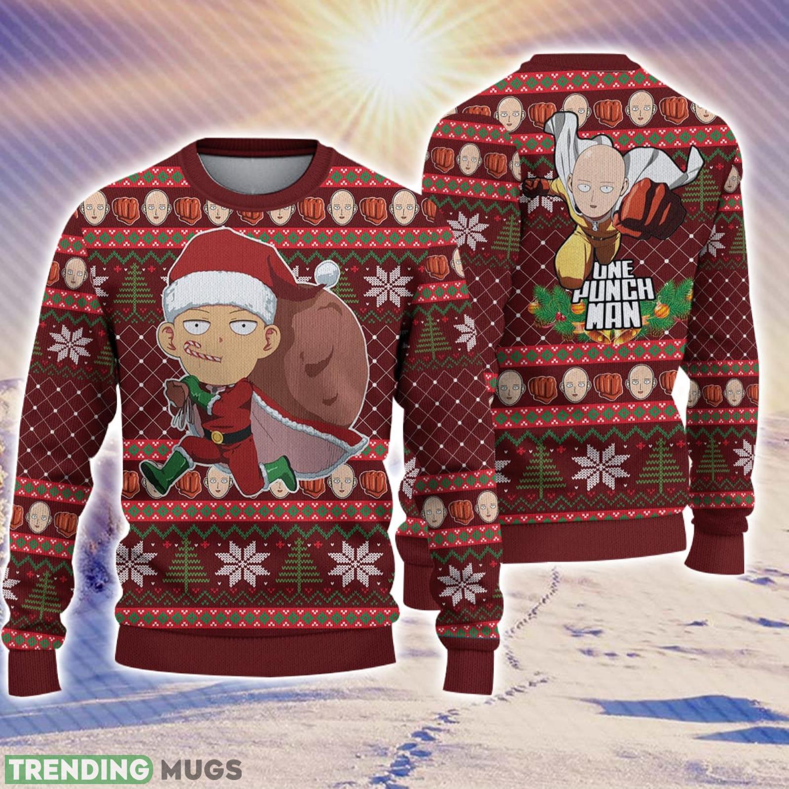 O N E.P U N C H.M A N Christmas Christmas Gift For Holiday Funny 3D Ugly Christmas Sweater Product Photo 1 O N E.P U N C H.M A N Christmas Christmas Gift For Holiday Funny 3D Ugly Christmas Sweater Product Photo 1