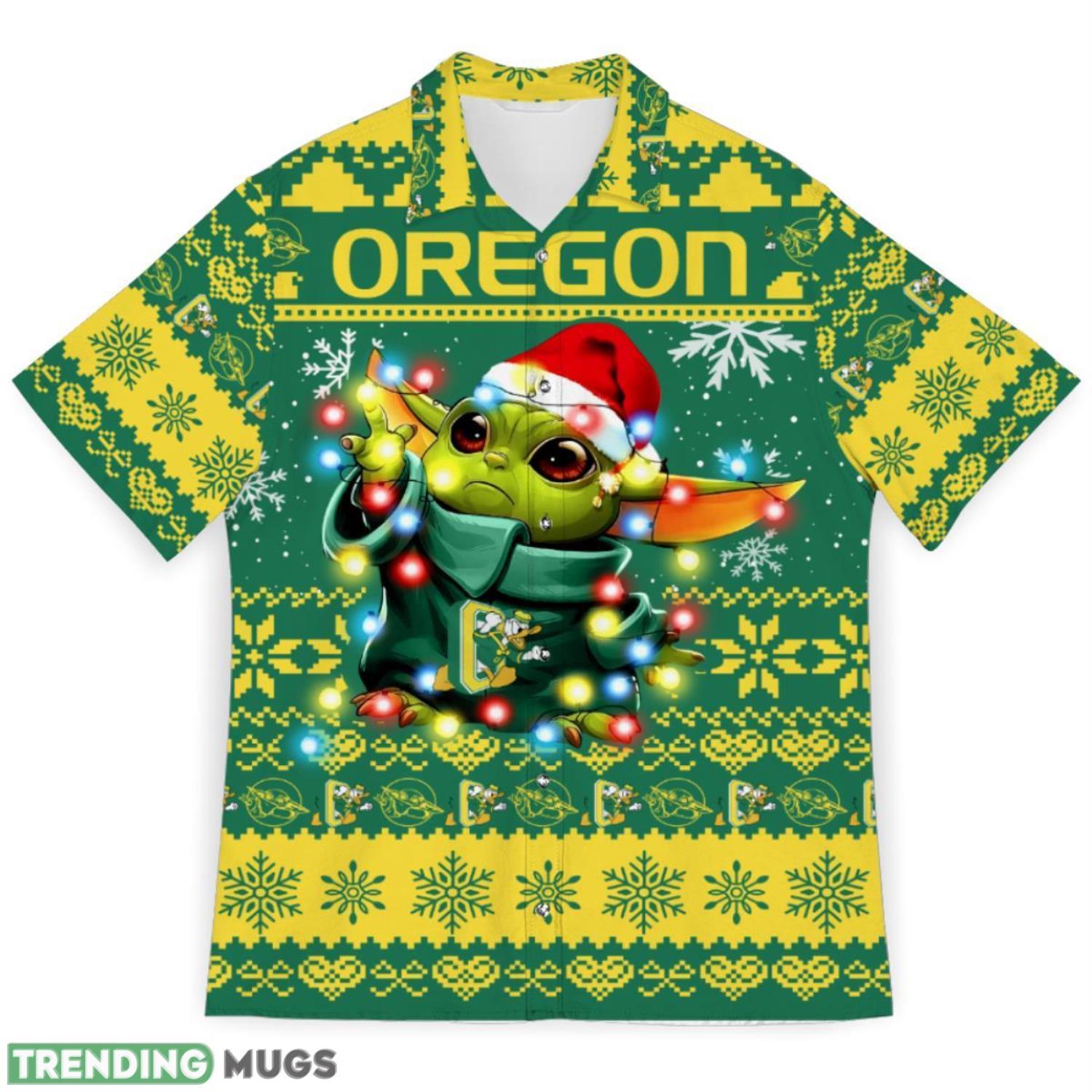Oregon Ducks Baby Yoda Star Wars Sports Football Christmas Pattern 3D Hawaiian Shirt Christmas Gift Product Photo 1 Oregon Ducks Baby Yoda Star Wars Sports Football Christmas Pattern 3D Hawaiian Shirt Christmas Gift Product Photo 1