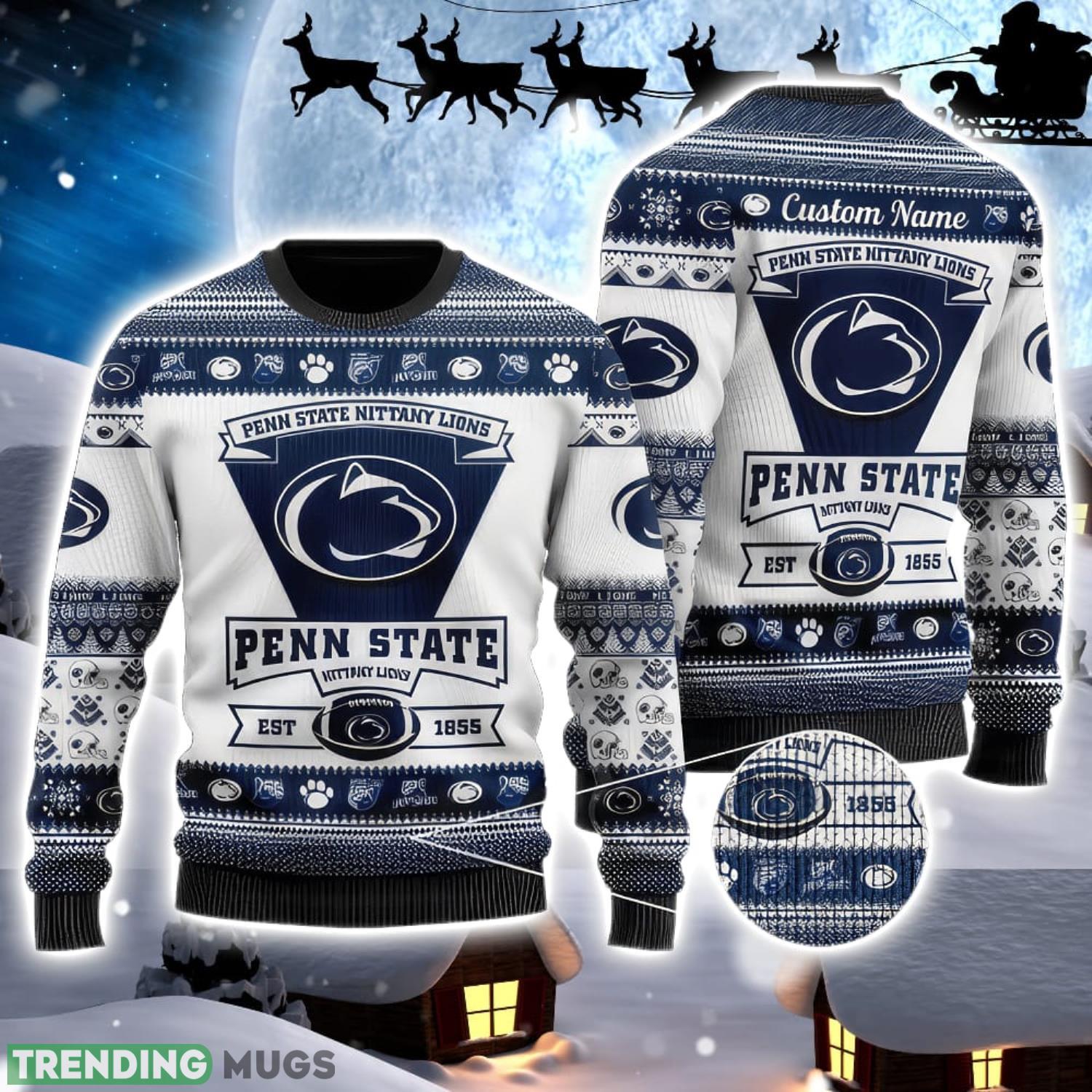 Penn State Nittany Lions Logo Custom Name For Football Fans Ugly Christmas Sweater Christmas Gift Product Photo 1 Penn State Nittany Lions Logo Custom Name For Football Fans Ugly Christmas Sweater Christmas Gift Product Photo 1