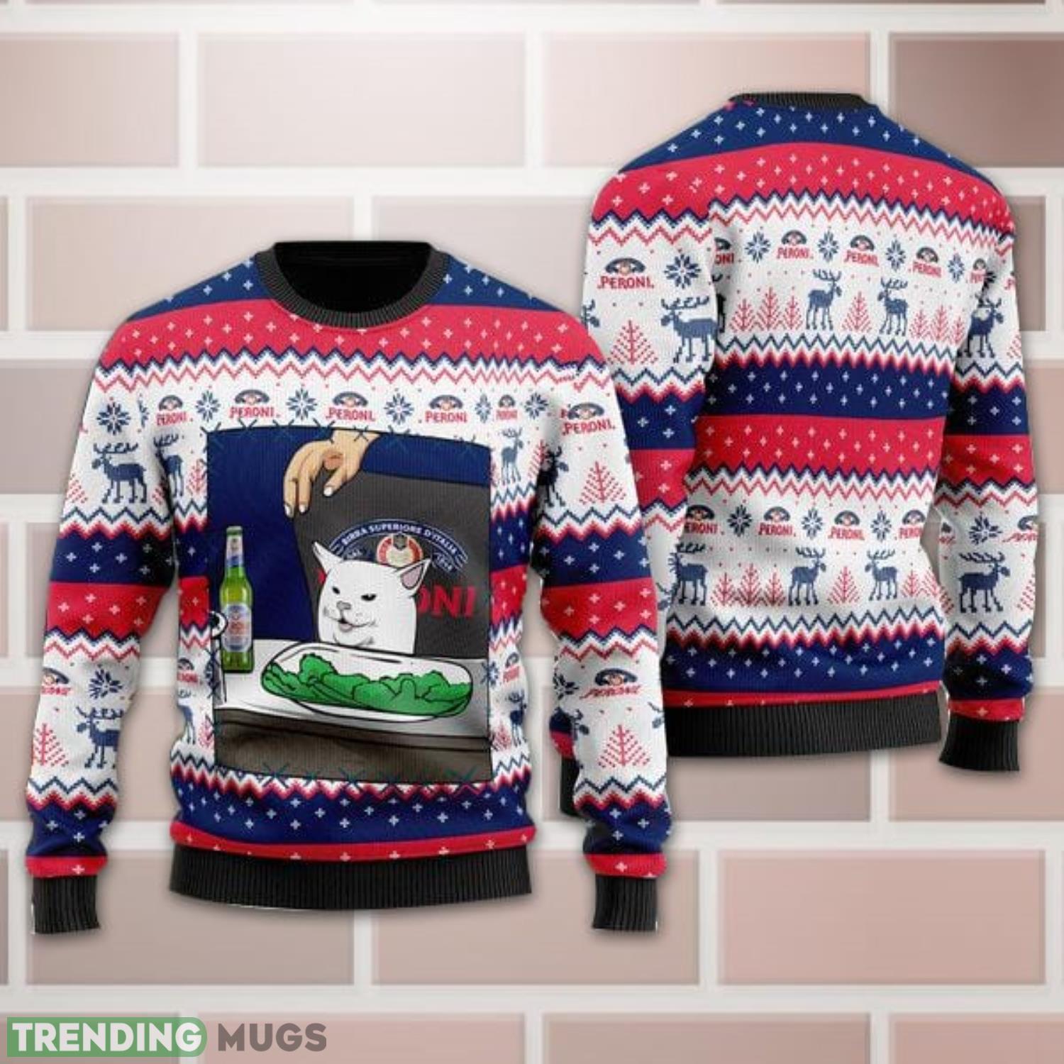 Peroni Beer Cat Meme Ugly Christmas Sweater All Over Print Christmas Gift Product Photo 1 Peroni Beer Cat Meme Ugly Christmas Sweater All Over Print Christmas Gift Product Photo 1