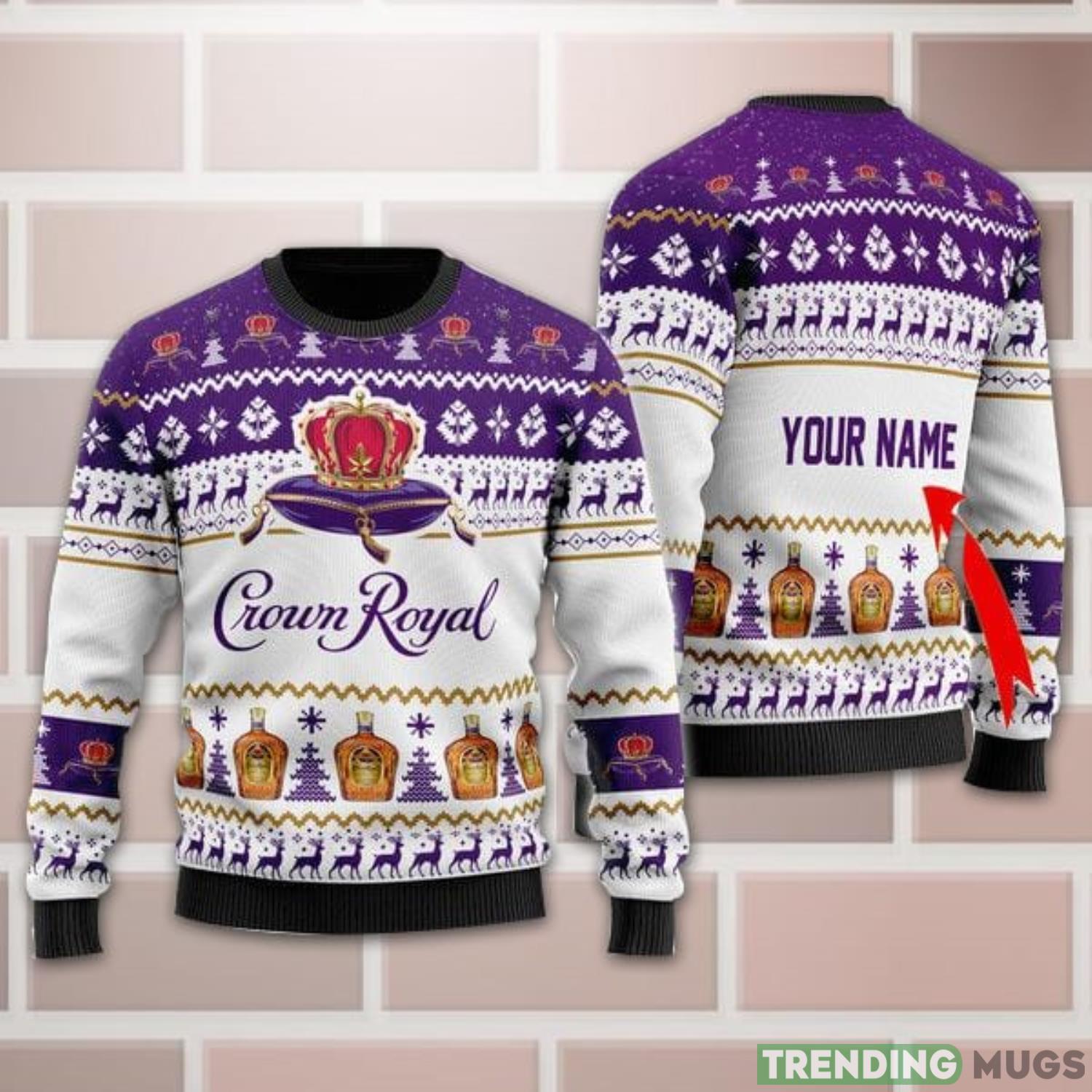 Personalized Name Crown Royal Holiday Ugly Christmas Sweater All Over Print Christmas Gift Product Photo 1 Personalized Name Crown Royal Holiday Ugly Christmas Sweater All Over Print Christmas Gift Product Photo 1