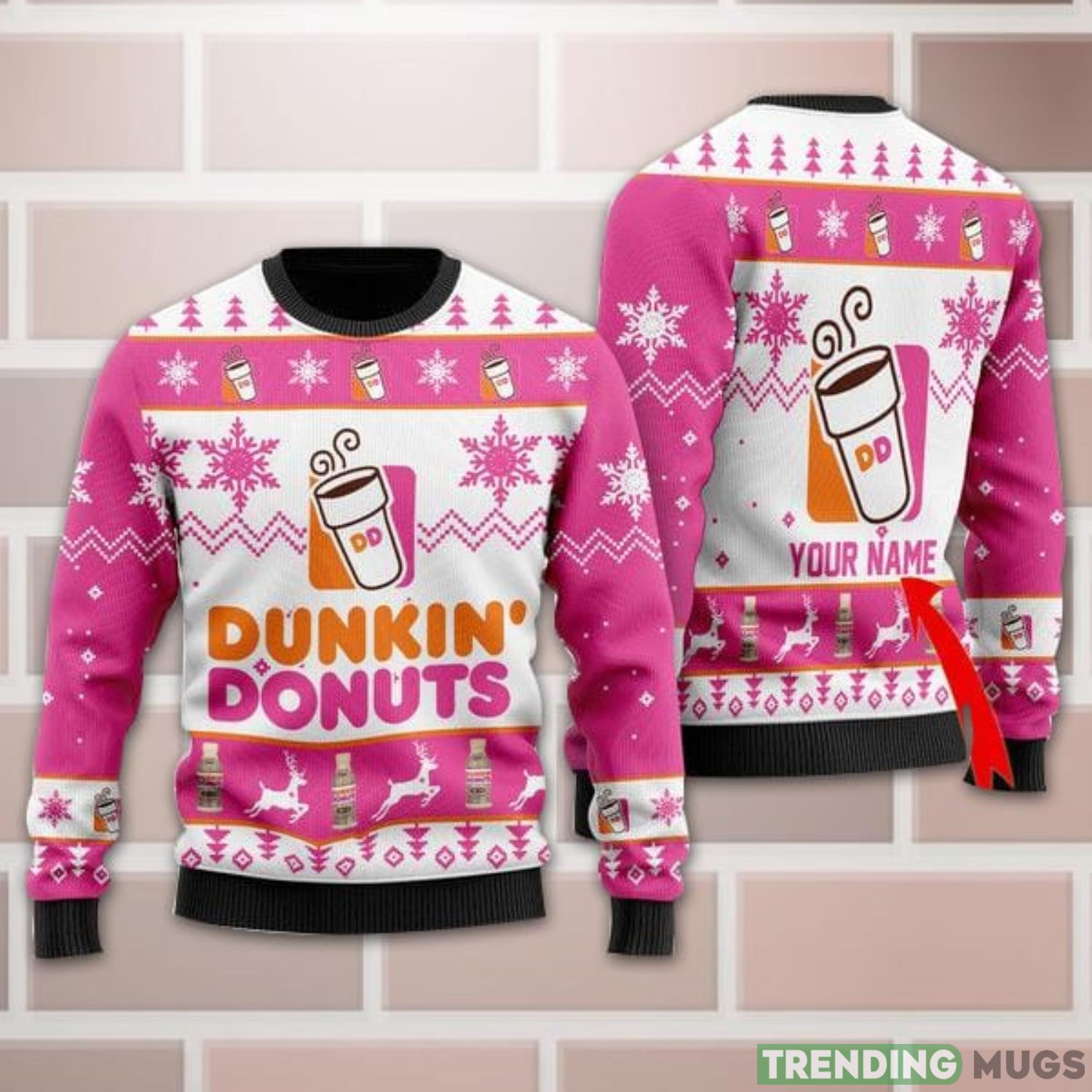 Personalized Name Dunkin Donuts Ugly Christmas Sweater All Over Print Christmas Gift Product Photo 1 Personalized Name Dunkin Donuts Ugly Christmas Sweater All Over Print Christmas Gift Product Photo 1