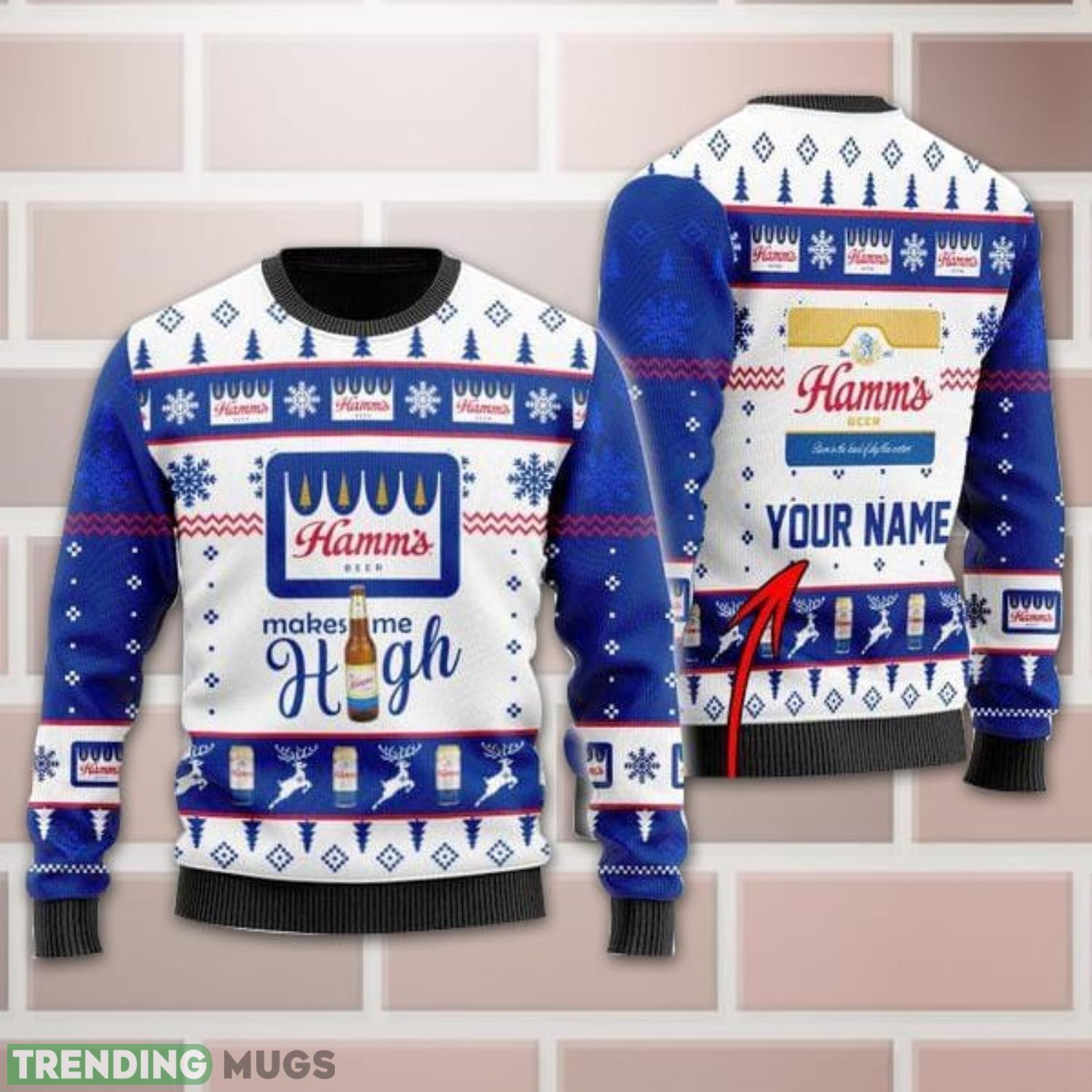 Personalized Name Hamm’s Beer Makes Me High Christmas Gift Sweater All Over Print 3D Sweater Product Photo 1 Personalized Name Hamm’s Beer Makes Me High Christmas Gift Sweater All Over Print 3D Sweater Product Photo 1