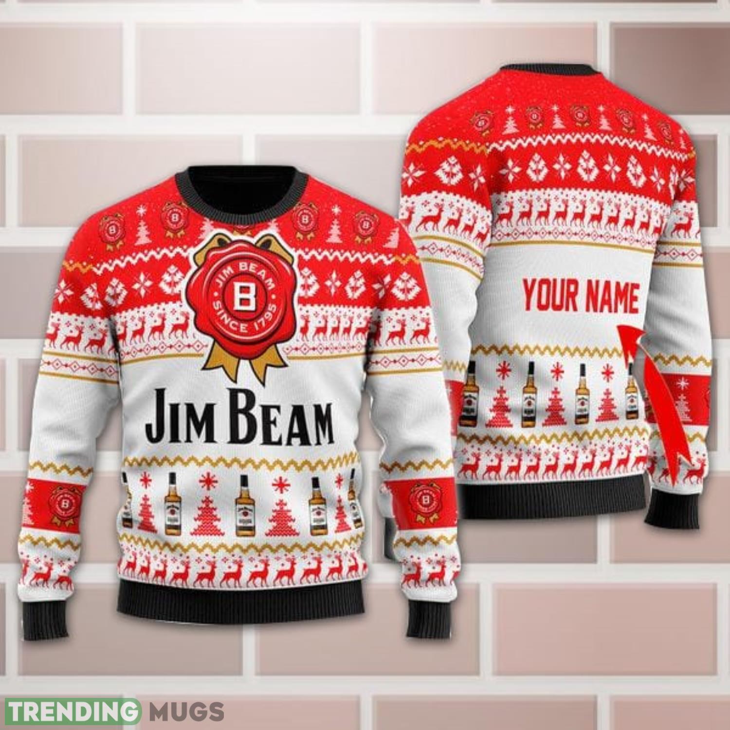 Personalized Name Jim Beam Christmas Gift Sweater All Over Print 3D Sweater Product Photo 1 Personalized Name Jim Beam Christmas Gift Sweater All Over Print 3D Sweater Product Photo 1