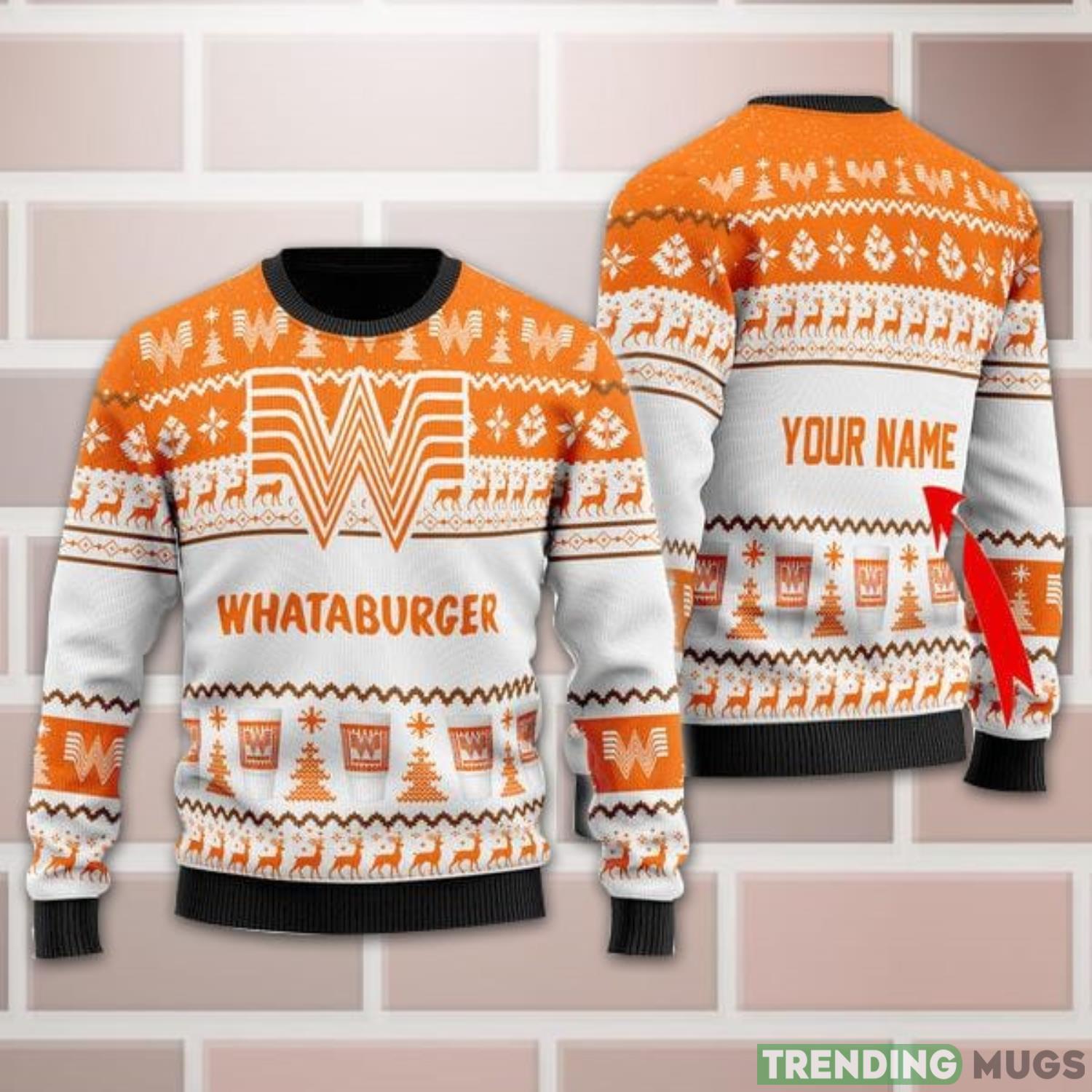 Personalized Name Whataburger Spirit Ugly Christmas Sweater All Over Print Christmas Gift Product Photo 1 Personalized Name Whataburger Spirit Ugly Christmas Sweater All Over Print Christmas Gift Product Photo 1