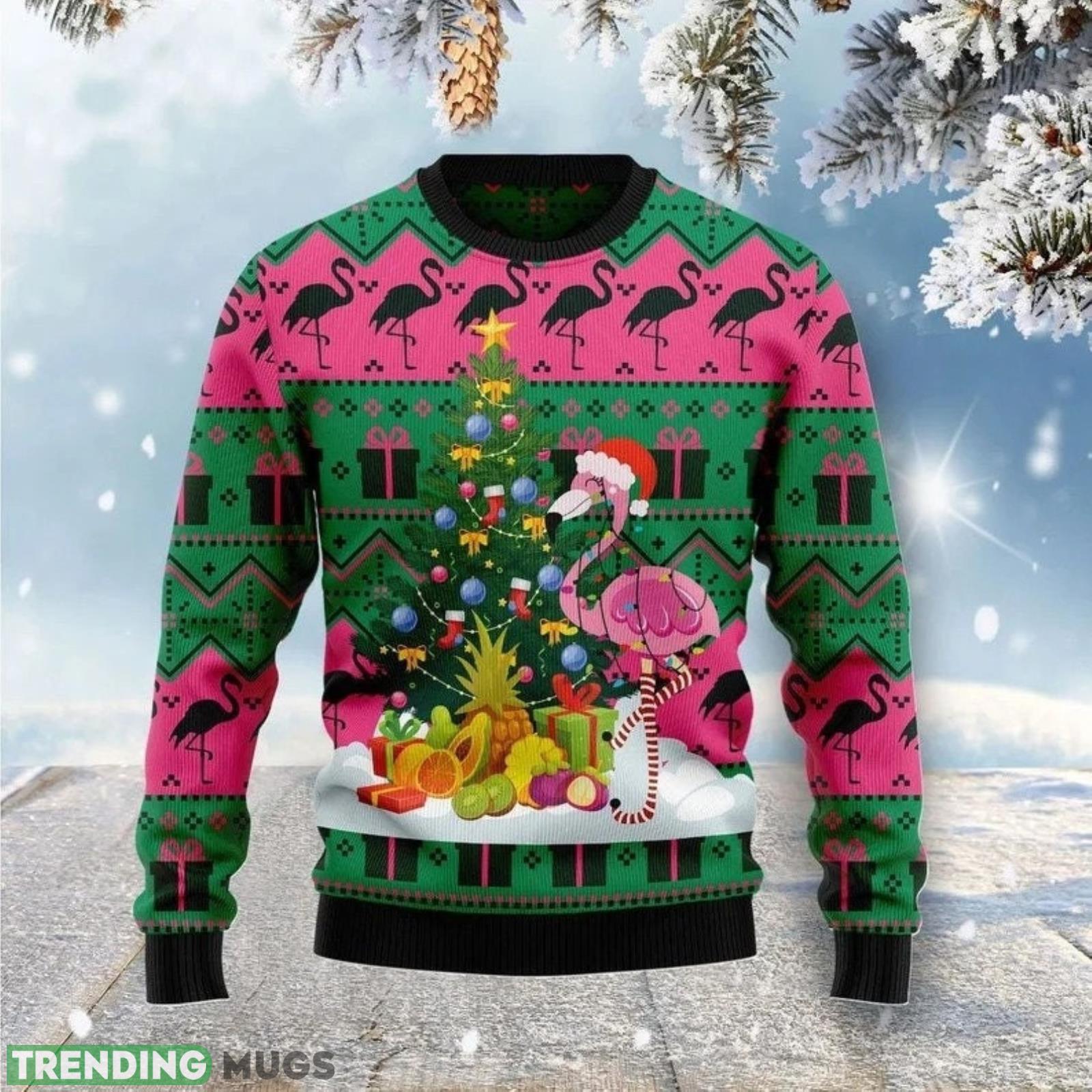 Pink Flamingo Ugly Christmas Sweater Unisex 3D Sweater Christmas Gift Product Photo 1 Pink Flamingo Ugly Christmas Sweater Unisex 3D Sweater Christmas Gift Product Photo 1