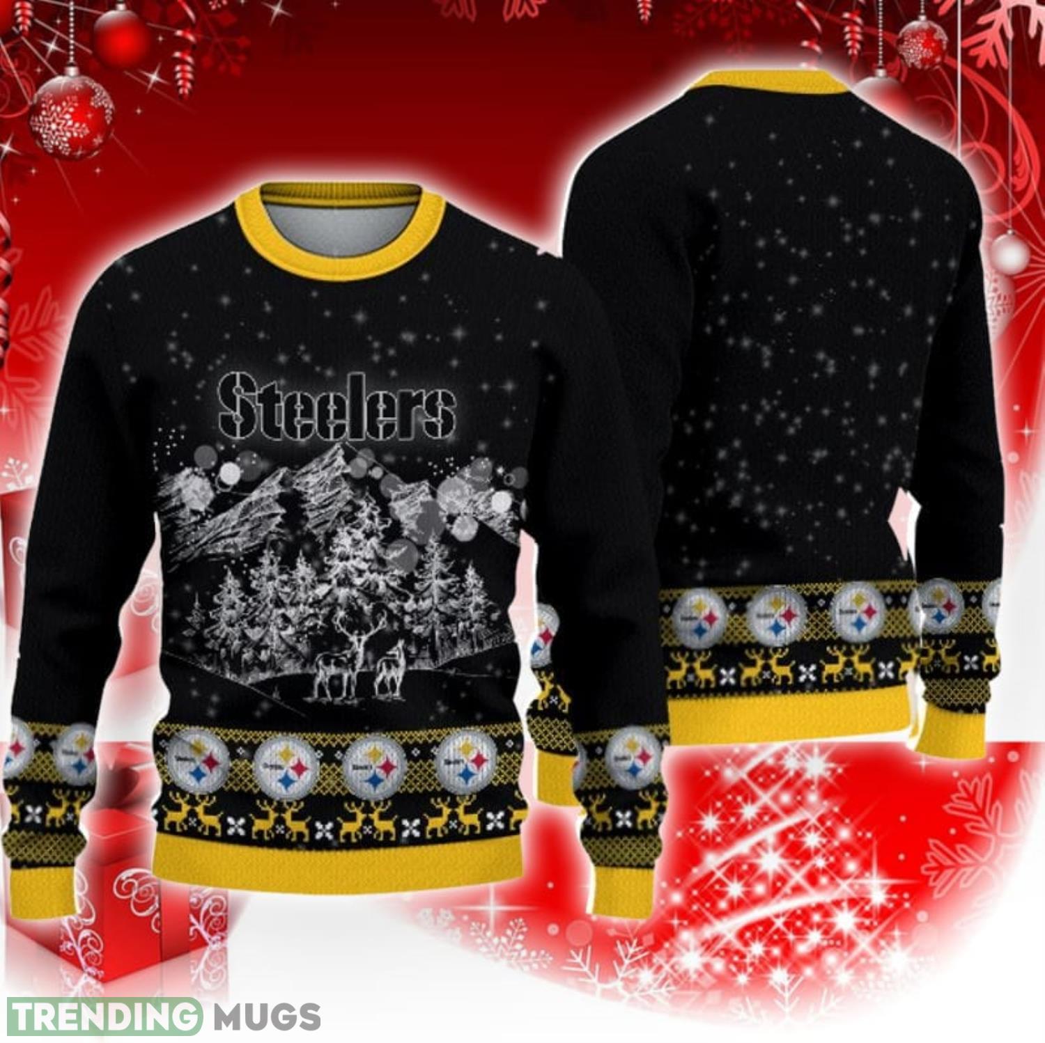 Pittsburgh Steelers Christmas Mountain Pattern 3D Sweater Christmas Gift Product Photo 1 Pittsburgh Steelers Christmas Mountain Pattern 3D Sweater Christmas Gift Product Photo 1