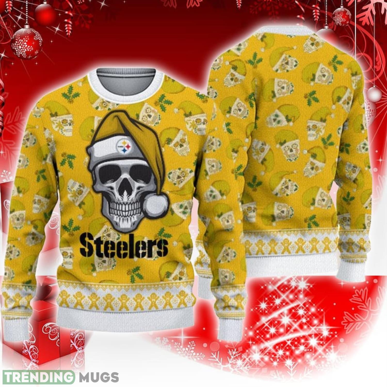 Pittsburgh Steelers Christmas Skull Pattern Pattern 3D Sweater Christmas Gift Product Photo 1 Pittsburgh Steelers Christmas Skull Pattern Pattern 3D Sweater Christmas Gift Product Photo 1