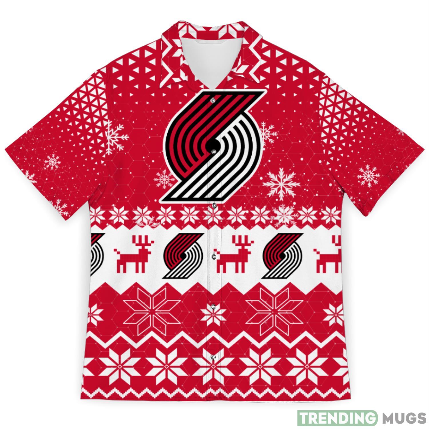 Portland Trail Blazers Snowflake Pattern 3D Hawaiian Shirt Christmas Gift Product Photo 1 Portland Trail Blazers Snowflake Pattern 3D Hawaiian Shirt Christmas Gift Product Photo 1