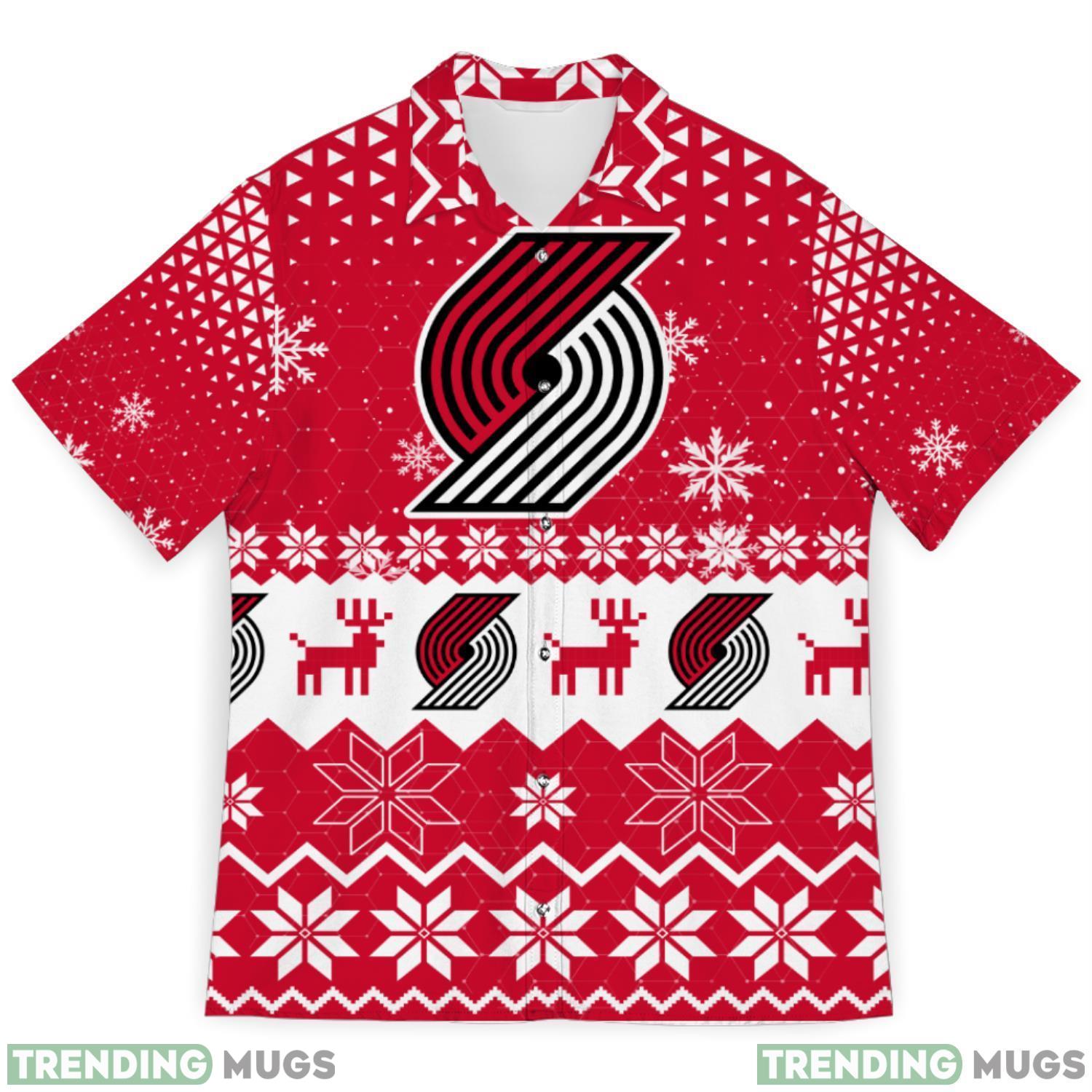 Portland Trail Blazers Snowflake Pattern All Over Printed3D Hawaiian Shirt Christmas Gift Product Photo 1 Portland Trail Blazers Snowflake Pattern All Over Printed3D Hawaiian Shirt Christmas Gift Product Photo 1