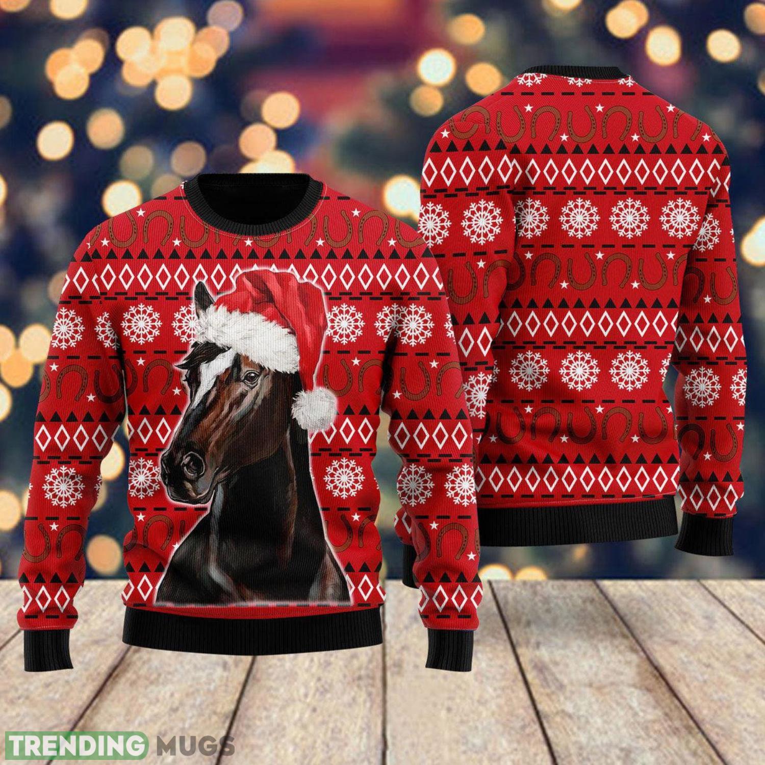 Red Horse Santa Hat Christmas Tree Ugly Christmas Sweater 2023 Ugly Christmas Gift Horse Lover Sweater Product Photo 1 Red Horse Santa Hat Christmas Tree Ugly Christmas Sweater 2023 Ugly Christmas Gift Horse Lover Sweater Product Photo 1
