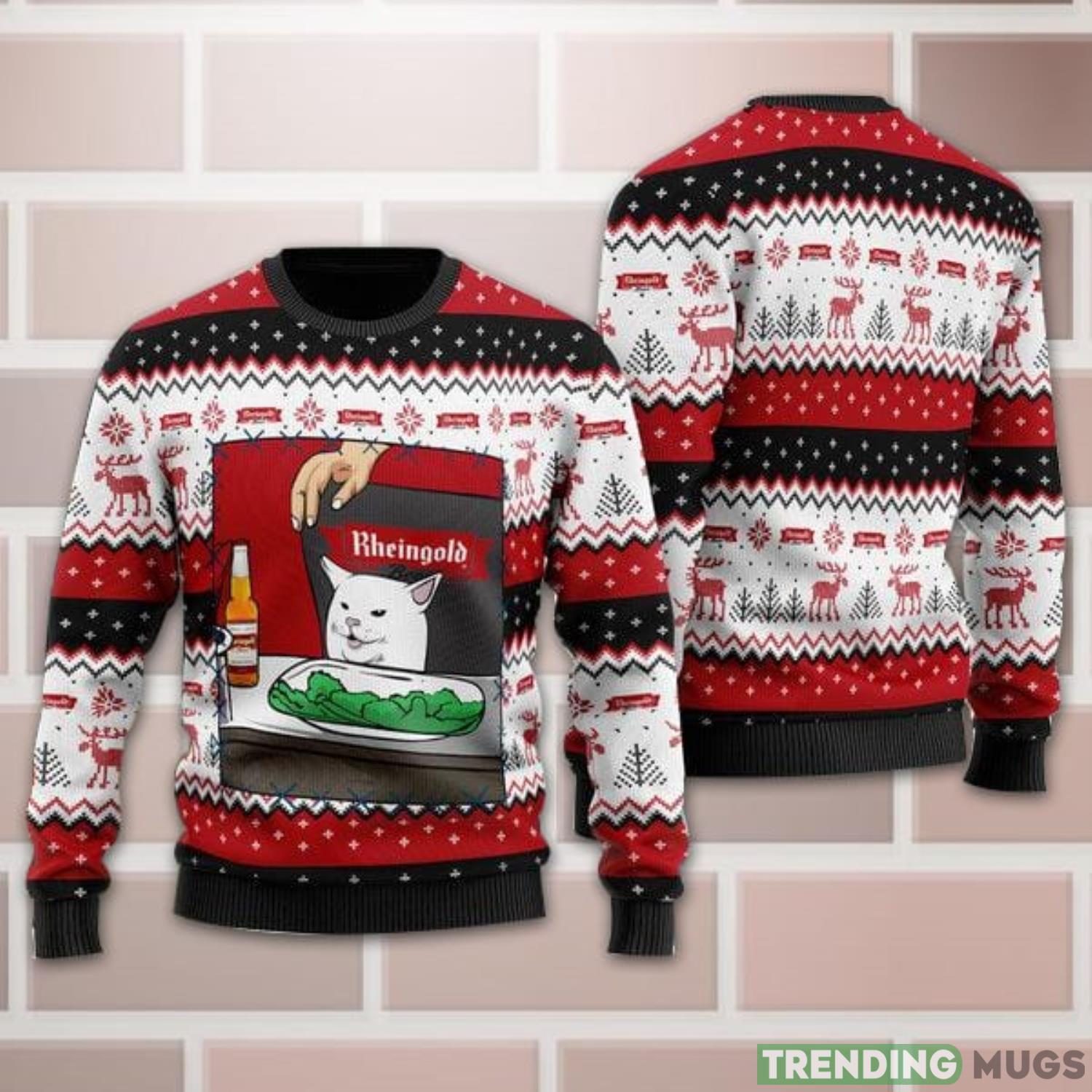 Rheingold Beer Cat Meme Ugly Christmas Sweater All Over Print Christmas Gift Product Photo 1 Rheingold Beer Cat Meme Ugly Christmas Sweater All Over Print Christmas Gift Product Photo 1