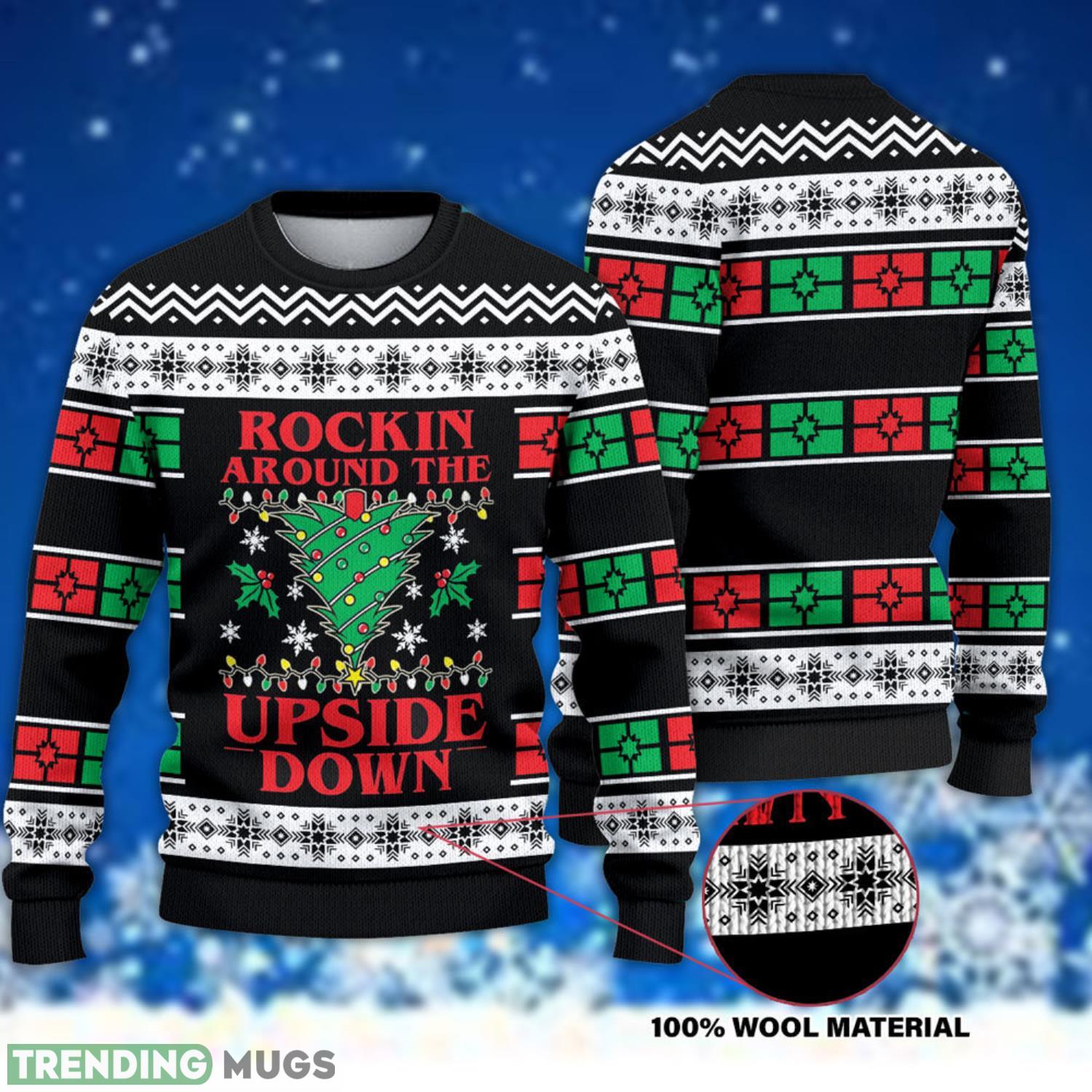 Rockin Around The Upside Down Christmas 3D All Over Printed Ugly Christmas Sweater Product Photo 1 Rockin Around The Upside Down Christmas 3D All Over Printed Ugly Christmas Sweater Product Photo 1