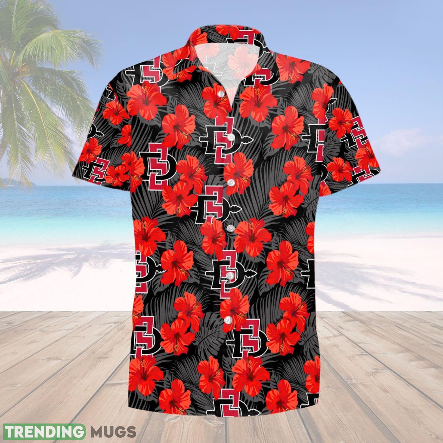 San Diego State Aztecs Men's Basketball Hibicus Flowers Gift For Fans 3D Hawaiian Shirt Summer Sport Gift Hawaiian Shirt San Diego State Aztecs Men's Basketball Hibicus Flowers Gift For Fans 3D Hawaiian Shirt Summer Sport Gift Hawaiian Shirt