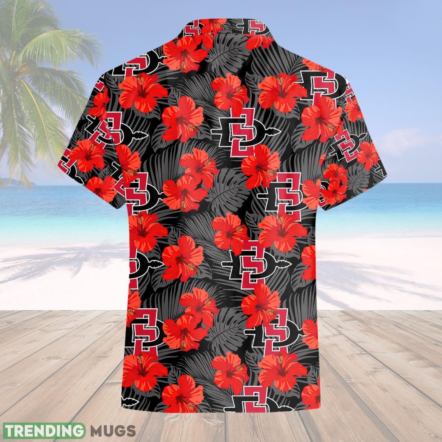 San Diego State Aztecs Men's Basketball Hibicus Flowers Gift For Fans 3D Hawaiian Shirt Summer Sport Gift Hawaiian Shirt San Diego State Aztecs Men's Basketball Hibicus Flowers Gift For Fans 3D Hawaiian Shirt Summer Sport Gift Hawaiian Shirt