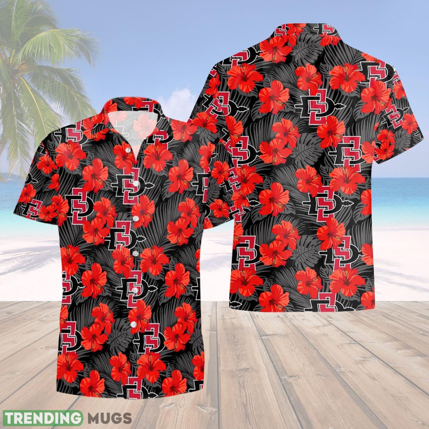San Diego State Aztecs Men's Basketball Hibicus Flowers Gift For Fans 3D Hawaiian Shirt Summer Sport Gift Hawaiian Shirt San Diego State Aztecs Men's Basketball Hibicus Flowers Gift For Fans 3D Hawaiian Shirt Summer Sport Gift Product Photo 1