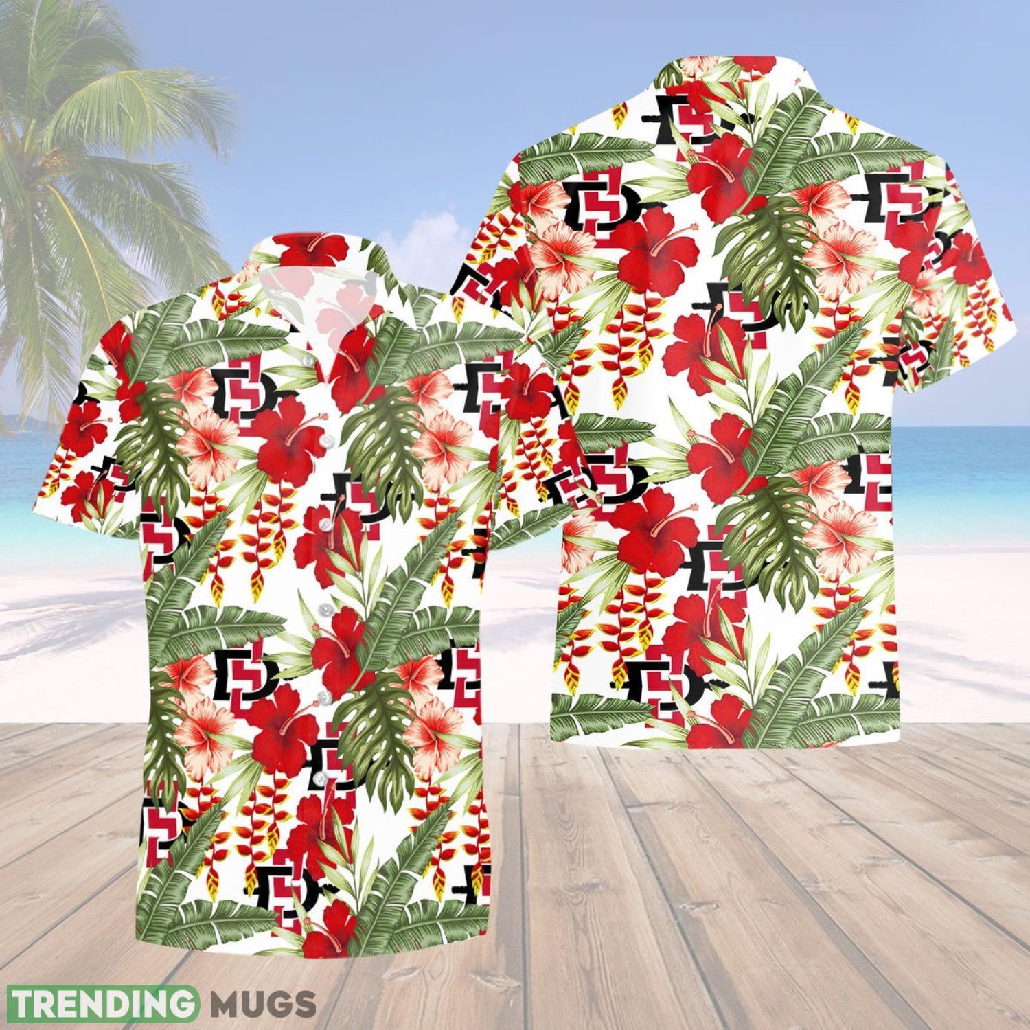San Diego State Aztecs Men's Basketball Tropical Pattern Gift For Fans 3D Hawaiian Shirt Summer Sport Gift Hawaiian Shirt San Diego State Aztecs Men's Basketball Tropical Pattern Gift For Fans 3D Hawaiian Shirt Summer Sport Gift Product Photo 1