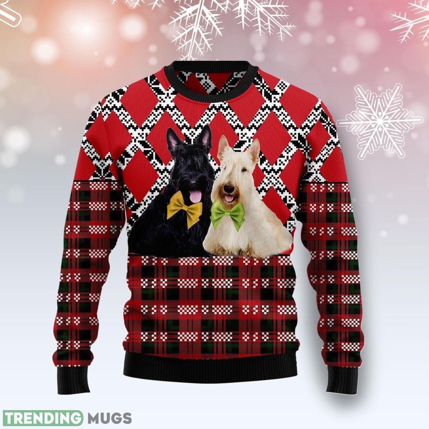 Scottish Terrier Black And White Ugly Christmas Sweater Cute Christmas Gift For Men And Women Product Photo 1 Scottish Terrier Black And White Ugly Christmas Sweater Cute Christmas Gift For Men And Women Product Photo 1