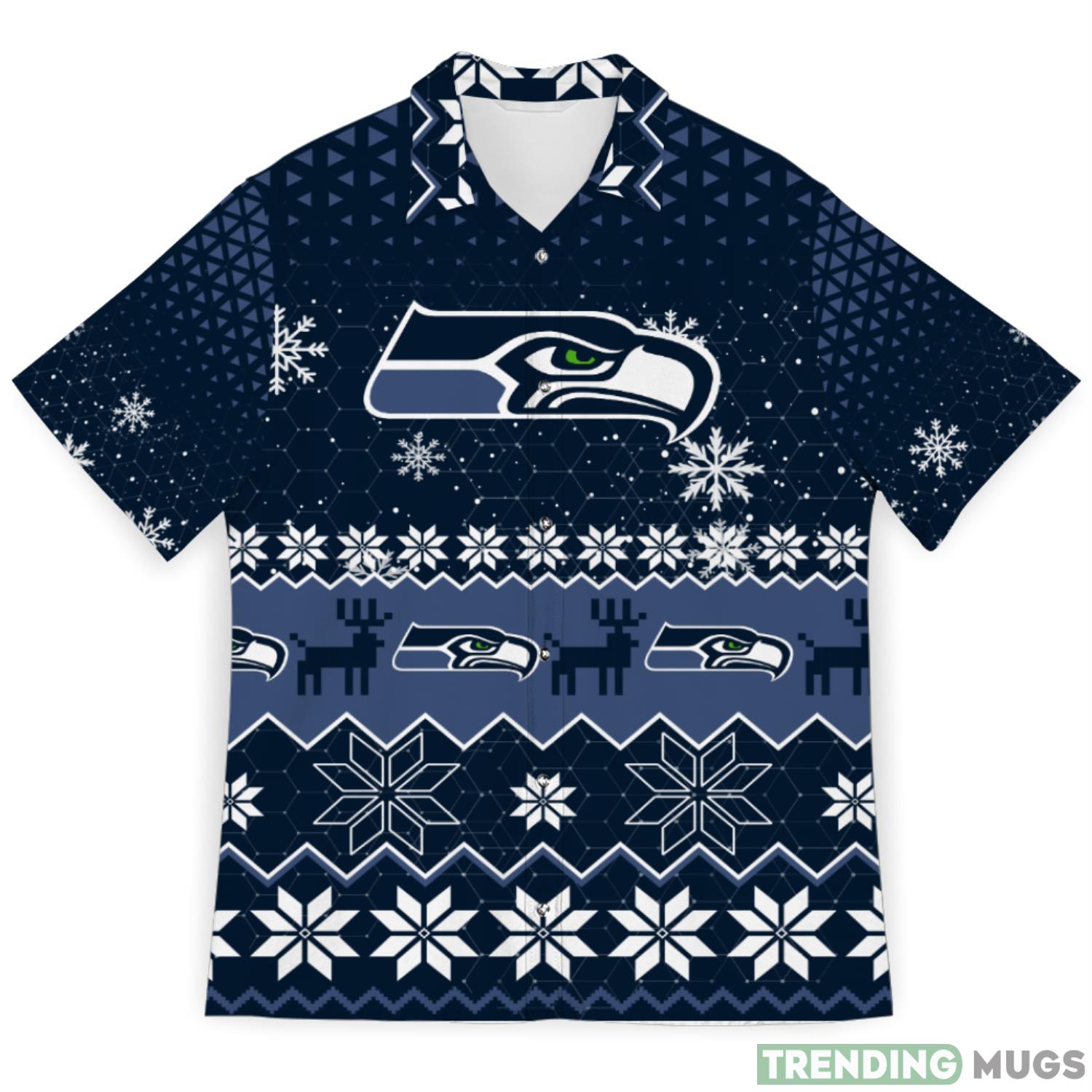 Seattle Seahawks Snowflake Pattern 3D Hawaiian Shirt Christmas Gift Product Photo 1 Seattle Seahawks Snowflake Pattern 3D Hawaiian Shirt Christmas Gift Product Photo 1
