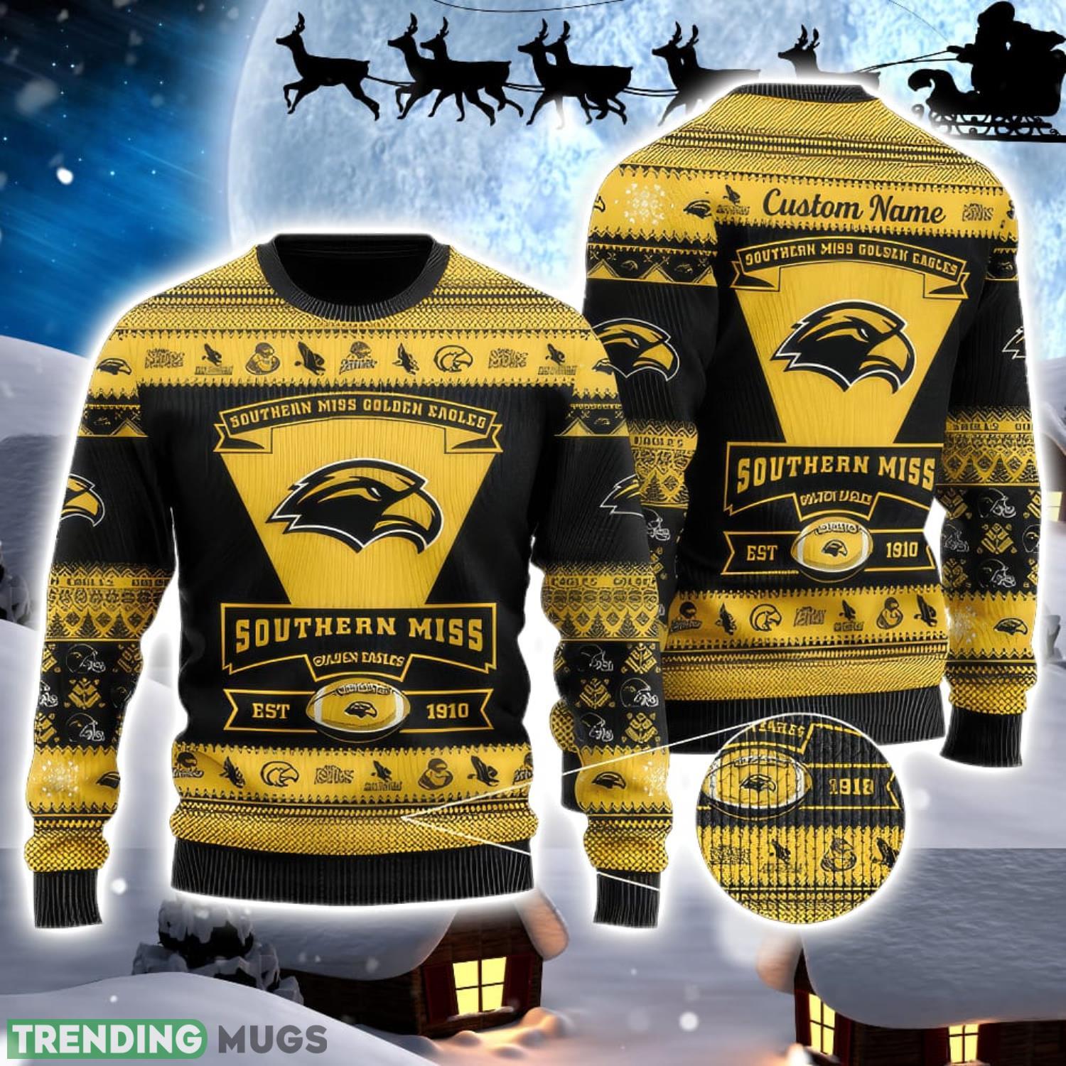 Southern Miss Golden Eagles Team Custom Name Ugly Christmas Sweater For Men And Women Sport Gift Product Photo 1 Southern Miss Golden Eagles Team Custom Name Ugly Christmas Sweater For Men And Women Sport Gift Product Photo 1