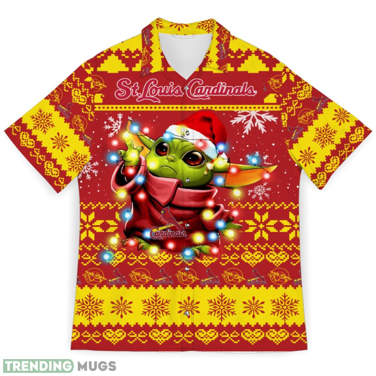 St. Louis Cardinals Baby Yoda Star Wars Sports Football Ugly Christmas Sweater Pattern 3D Hawaiian Shirt Christmas Gift Product Photo 1 St. Louis Cardinals Baby Yoda Star Wars Sports Football Ugly Christmas Sweater Pattern 3D Hawaiian Shirt Christmas Gift Product Photo 1