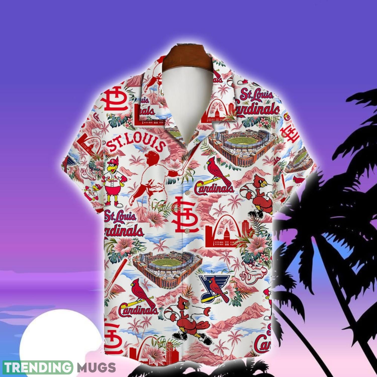 St. Louis Cardinals Baseball Pattern On White Background Print Trending Hawaiian Shirt Summer Gift Hawaiian Shirt St. Louis Cardinals Baseball Pattern On White Background Print Trending Hawaiian Shirt Summer Gift Hawaiian Shirt
