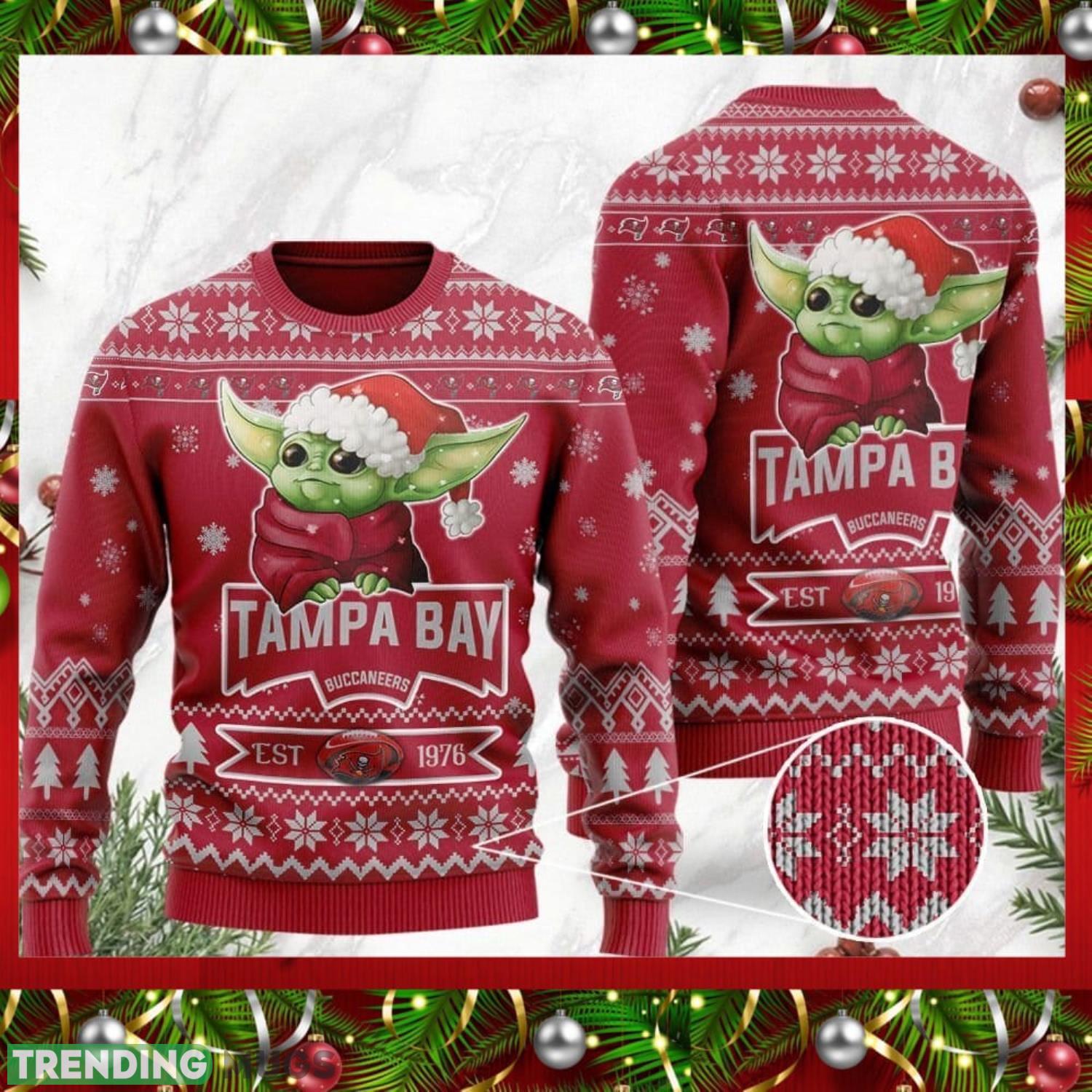 Tampa Bay Buccaneers Cute Baby Yoda Grogu Ugly Christmas Sweater Sport Fans Christmas Gift Product Photo 1 Tampa Bay Buccaneers Cute Baby Yoda Grogu Ugly Christmas Sweater Sport Fans Christmas Gift Product Photo 1