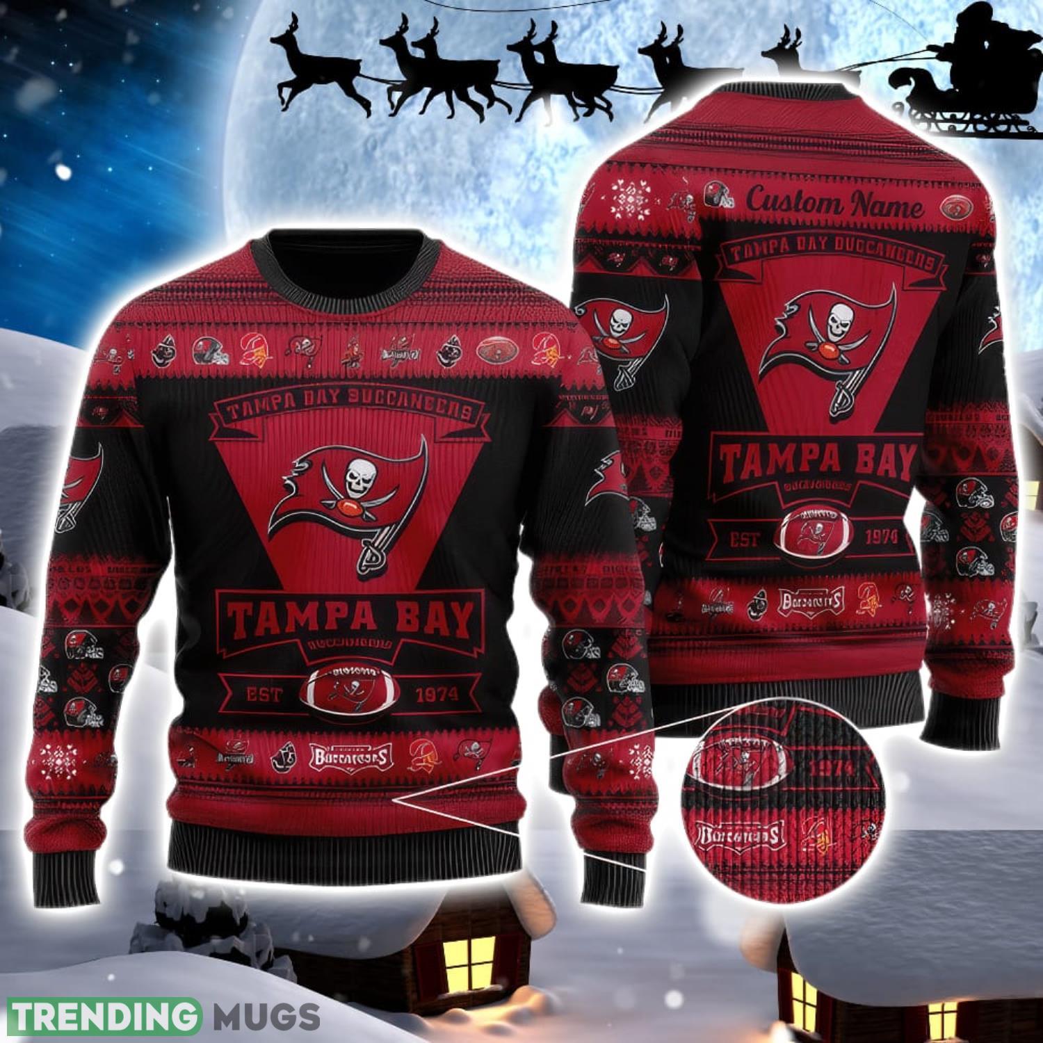 Tampa Bay Buccaneers Team Custom Name Ugly Christmas Sweater For Men And Women Sport Gift Product Photo 1 Tampa Bay Buccaneers Team Custom Name Ugly Christmas Sweater For Men And Women Sport Gift Product Photo 1