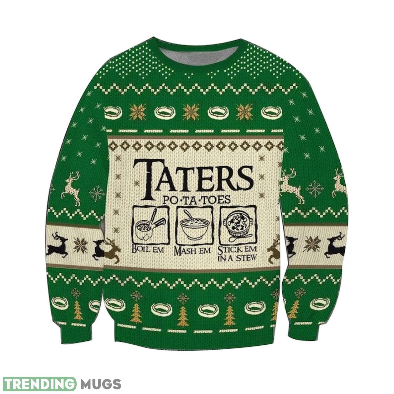 Taters Potatoes 3D Ugly Christmas Sweater For Men And Women Product Photo 1 Taters Potatoes 3D Ugly Christmas Sweater For Men And Women Product Photo 1