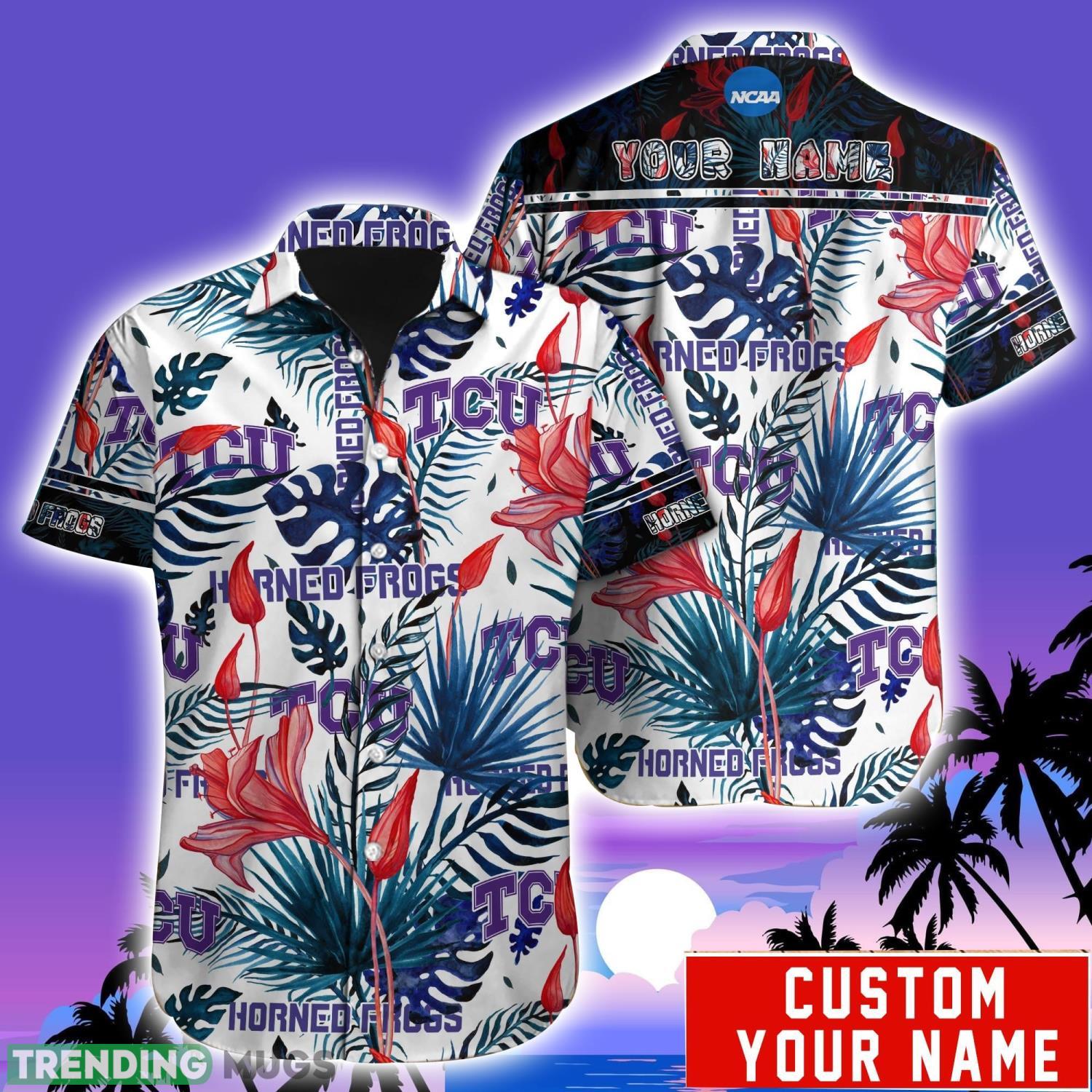 TCU Horned Frogs NCAA1 Team Aloha Hawaiian Shirt Custom Name For Fans Product Photo 1 TCU Horned Frogs NCAA1 Team Aloha Hawaiian Shirt Custom Name For Fans Product Photo 1