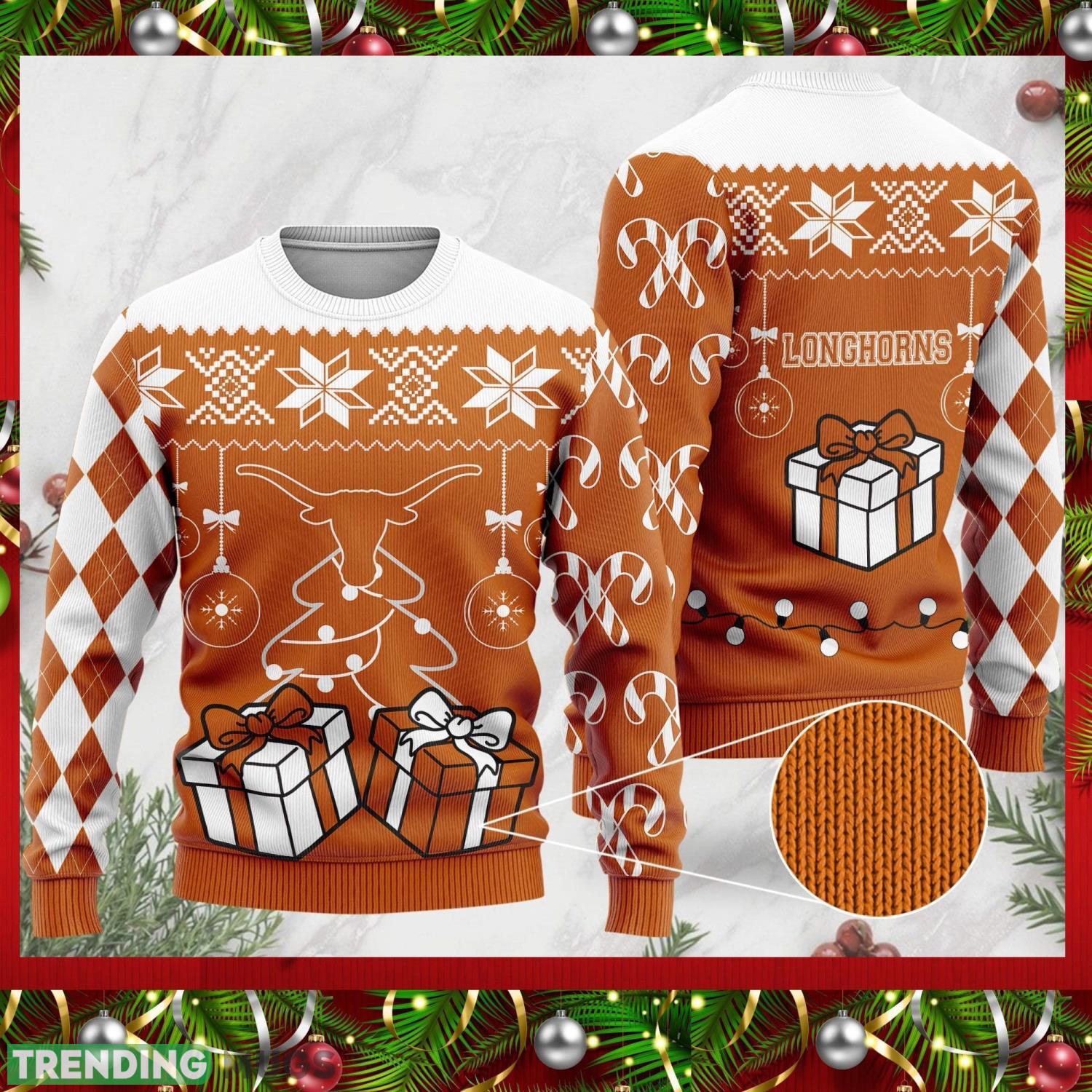 Texas Longhorns Funny Ugly Christmas Sweater Sport Fans Christmas Gift Product Photo 1 Texas Longhorns Funny Ugly Christmas Sweater Sport Fans Christmas Gift Product Photo 1