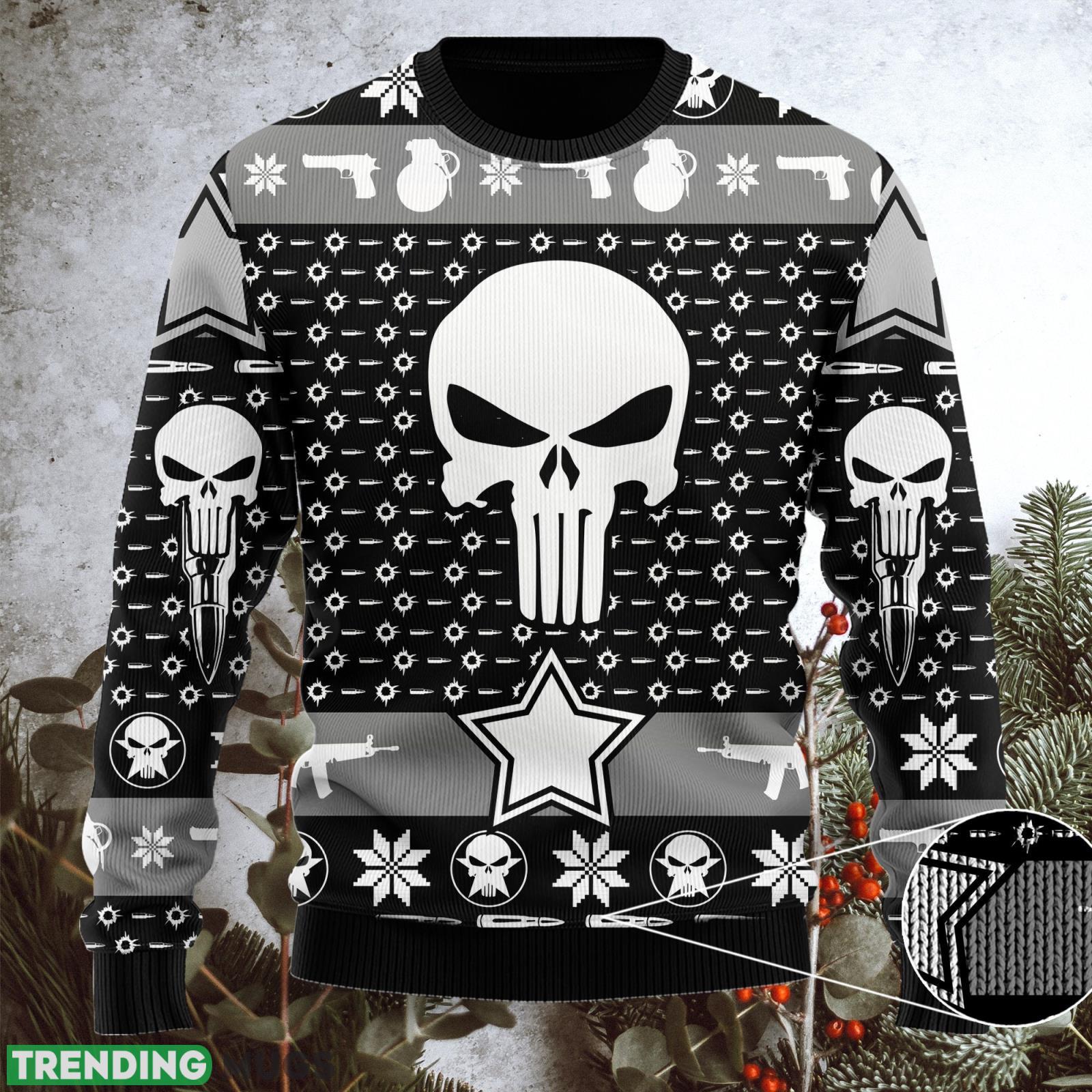 The Punisher Guns & Ammo Gift X-mas Ugly Christmas Sweater Unisex 3D Sweater Christmas Gift Product Photo 1 The Punisher Guns & Ammo Gift X-mas Ugly Christmas Sweater Unisex 3D Sweater Christmas Gift Product Photo 1