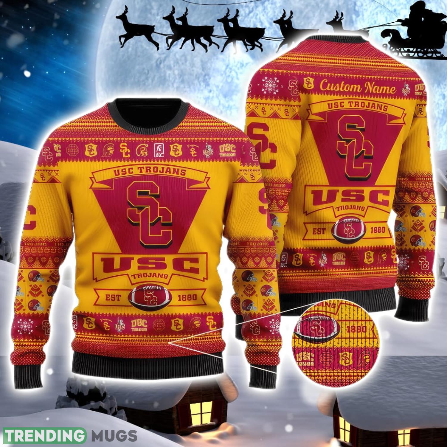 Usc Trojans Logo Custom Name For Football Fans Ugly Christmas Sweater Christmas Gift Product Photo 1 Usc Trojans Logo Custom Name For Football Fans Ugly Christmas Sweater Christmas Gift Product Photo 1