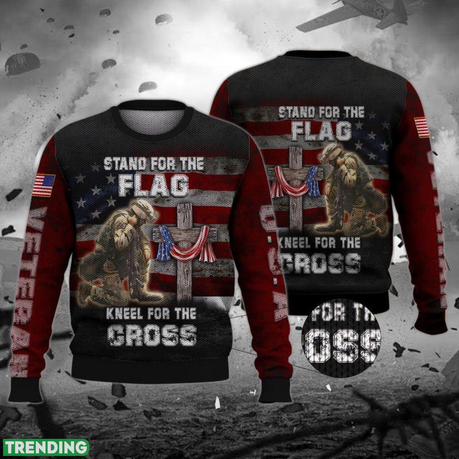 Veteran Stand For The Flag Ugly Christmas Sweater Cute Christmas Gift For Men And Women Product Photo 1 Veteran Stand For The Flag Ugly Christmas Sweater Cute Christmas Gift For Men And Women Product Photo 1