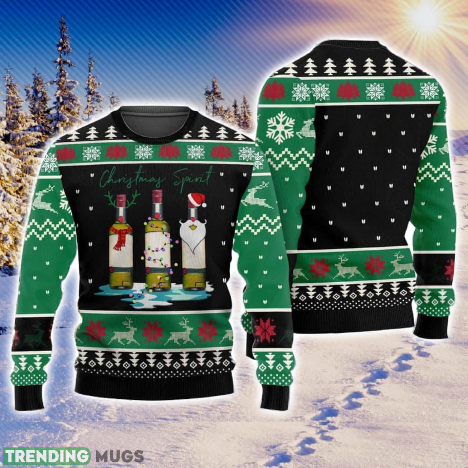 Wine Christmas Spirit Drinking Wine Lovers Gift Green Ugly Sweatshirt Sweater Product Photo 1 Wine Christmas Spirit Drinking Wine Lovers Gift Green Ugly Sweatshirt Sweater Product Photo 1