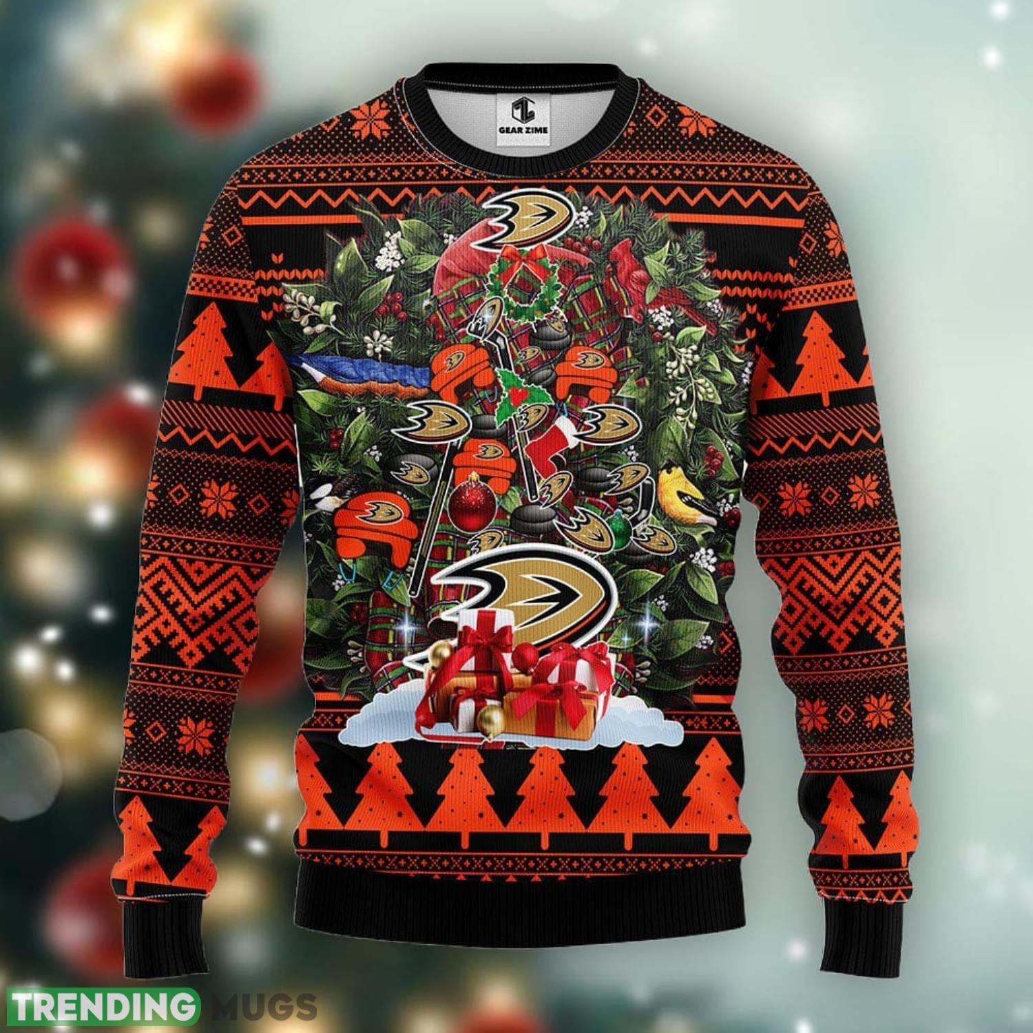 Anaheim Ducks Tree Ugly Christmas Sweater Warm Gift For Christmas Product Photo 1 Anaheim Ducks Tree Ugly Christmas Sweater Warm Gift For Christmas Product Photo 1