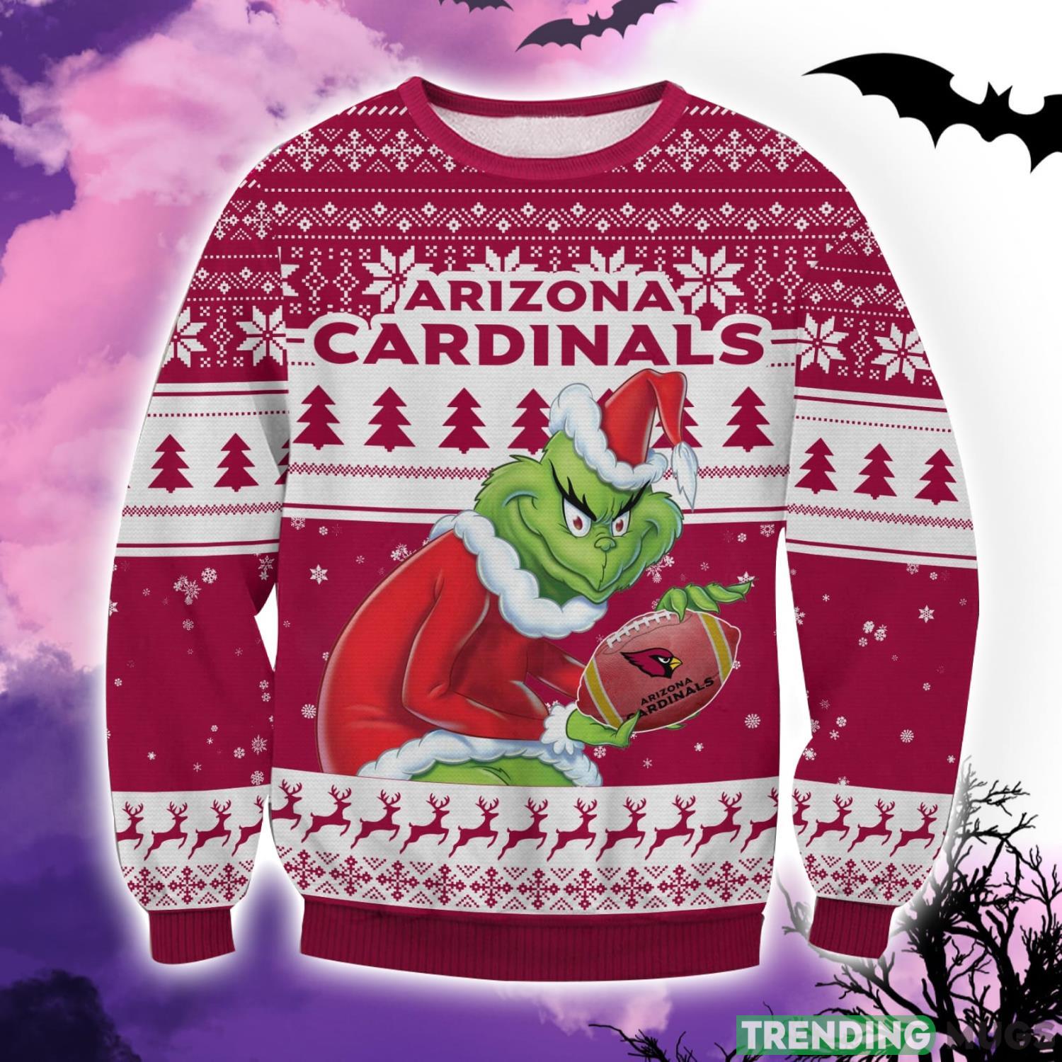 Arizona Cardinals Grinch Reindeer Snowflake Pattern Ugly Christmas Sweater Product Photo 1 Arizona Cardinals Grinch Reindeer Snowflake Pattern Ugly Christmas Sweater Product Photo 1
