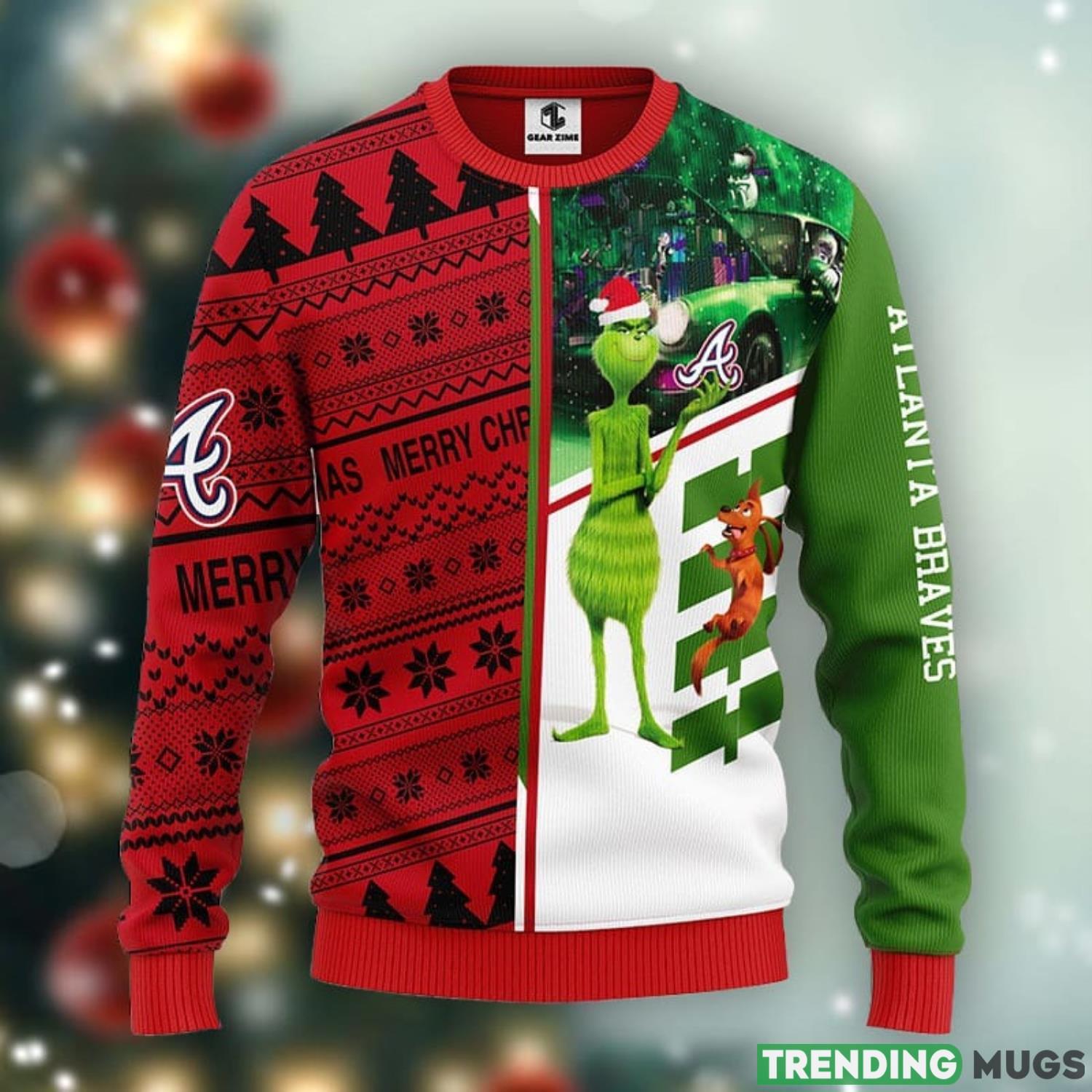 Atlanta Braves Grinch and Scooby-doo Christmas Ugly Sweater Cute Christmas Gift Ideas Product Photo 1 Atlanta Braves Grinch and Scooby-doo Christmas Ugly Sweater Cute Christmas Gift Ideas Product Photo 1