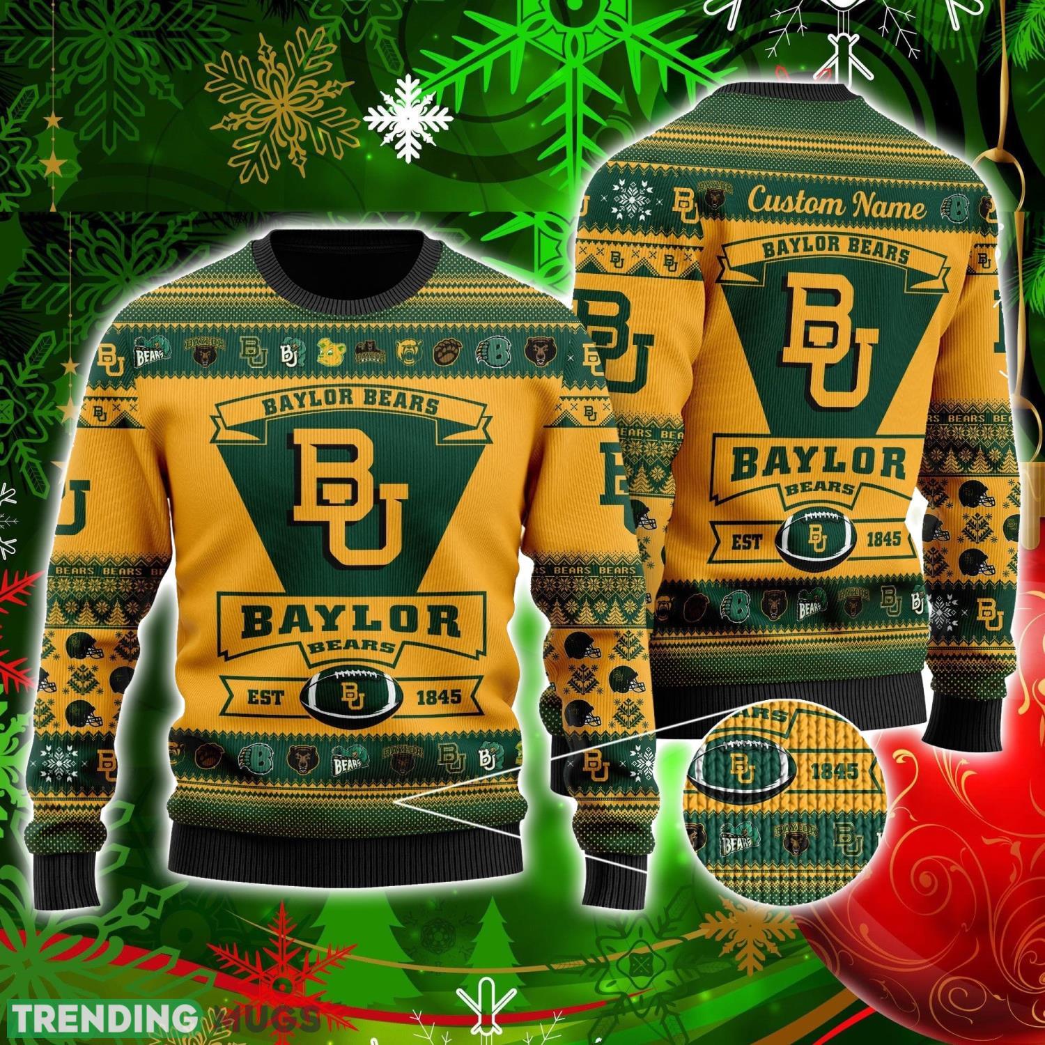 Baylor Bears Football Team Logo Custom Name Personalized Ugly Christmas Sweater Christmas Gift For Big Fans Product Photo 1 Baylor Bears Football Team Logo Custom Name Personalized Ugly Christmas Sweater Christmas Gift For Big Fans Product Photo 1