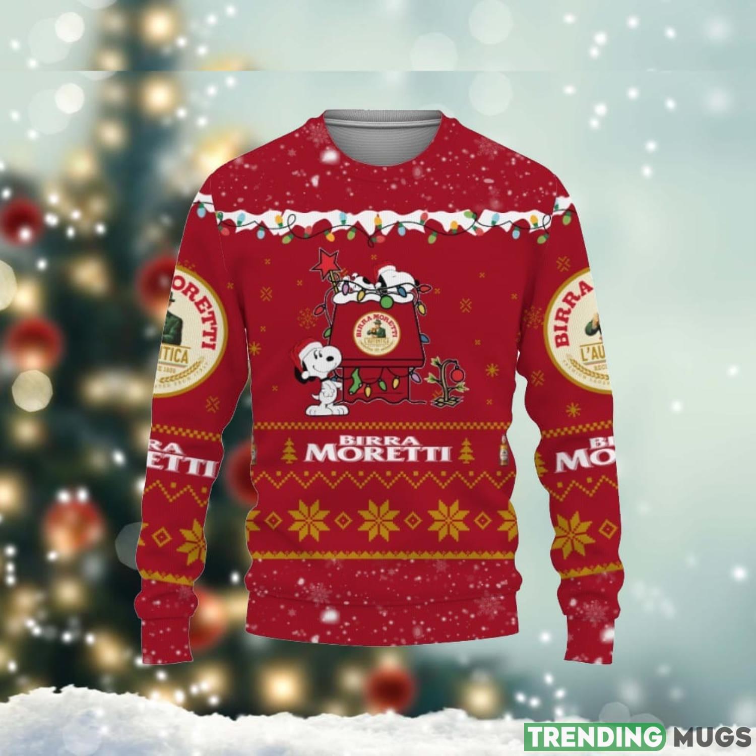 Birra Moretti Beers American Whiskey Beers Merry Christmas Snoopy House Cute Gift 3D Ugly Christmas Sweater Christmas Gift Ideas Product Photo 1 Birra Moretti Beers American Whiskey Beers Merry Christmas Snoopy House Cute Gift 3D Ugly Christmas Sweater Christmas Gift Ideas Product Photo 1