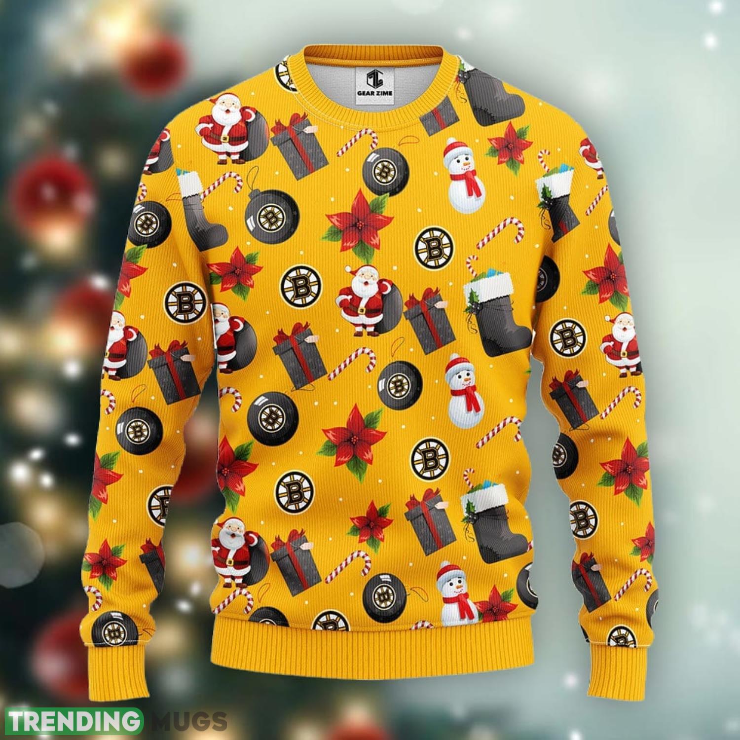 Boston Bruins Santa Claus Snowman Xmas Ugly Christmas Sweater Best Christmas Gift Ideas Product Photo 1 Boston Bruins Santa Claus Snowman Xmas Ugly Christmas Sweater Best Christmas Gift Ideas Product Photo 1