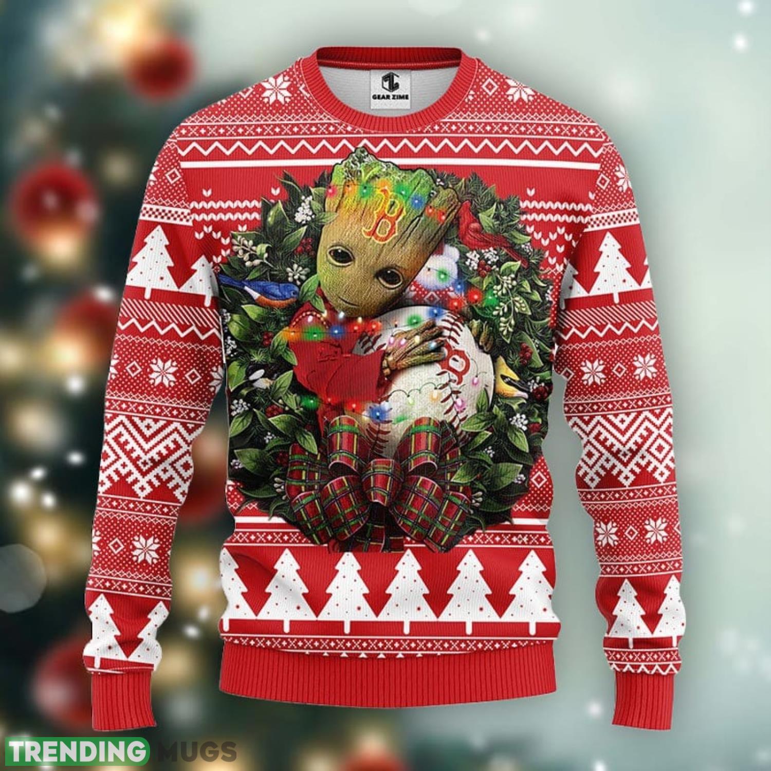 Boston Red Sox Groot Hug Christmas Ugly Sweater 3D Christmas Xmas Sweater Product Photo 1 Boston Red Sox Groot Hug Christmas Ugly Sweater 3D Christmas Xmas Sweater Product Photo 1