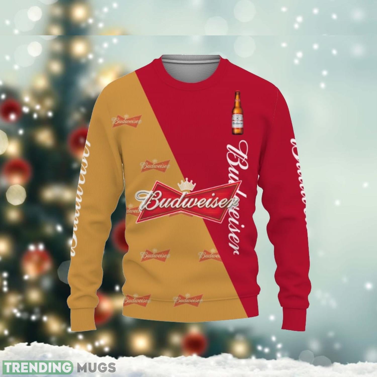 Budweiser Beers Beers And Whiskey Pattern Logo Christmas Gift Ugly 3D Sweater Product Photo 1