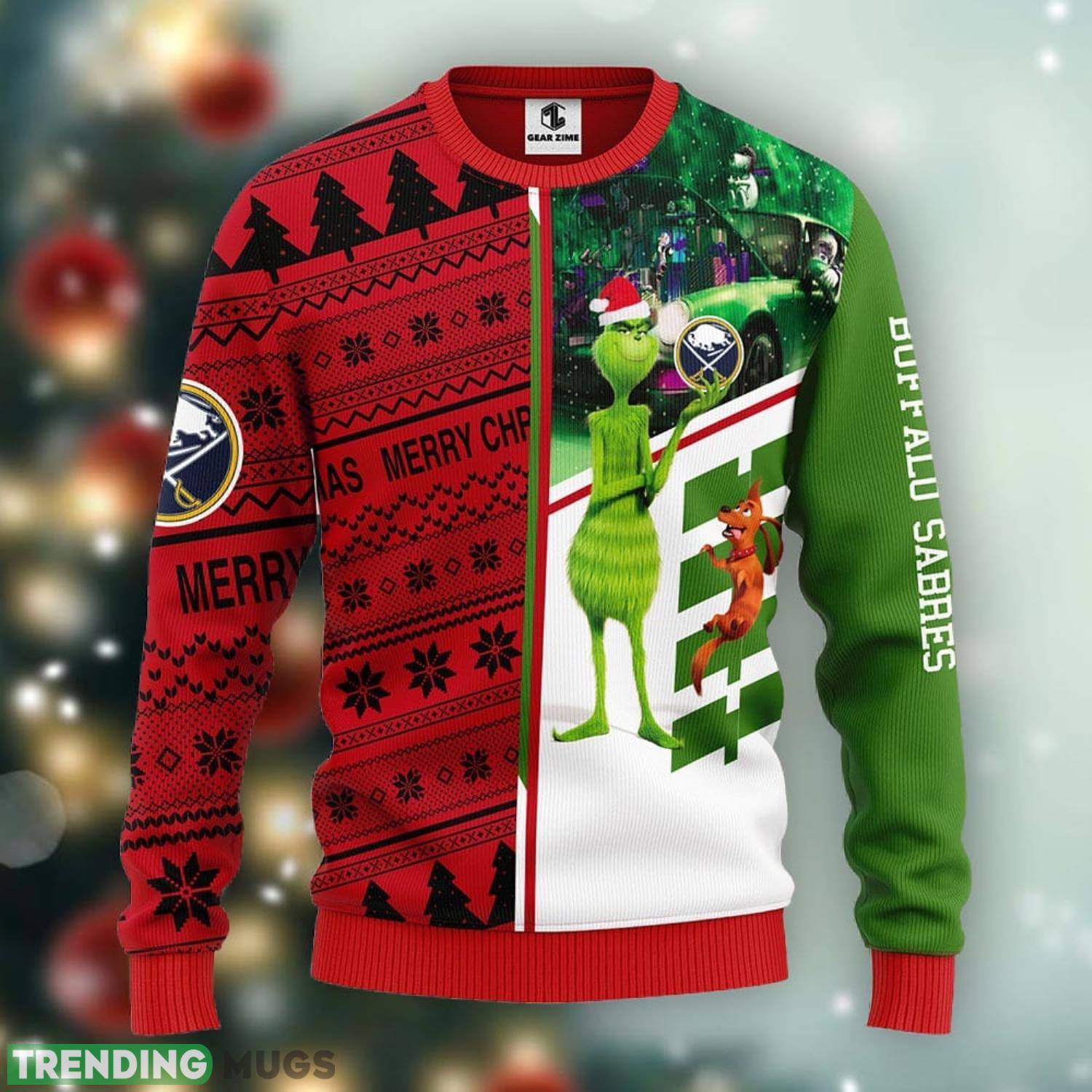 Buffalo Sabres Grinch & Scooby-doo Christmas Ugly Sweater 3D Christmas Xmas Sweater Product Photo 1 Buffalo Sabres Grinch & Scooby-doo Christmas Ugly Sweater 3D Christmas Xmas Sweater Product Photo 1