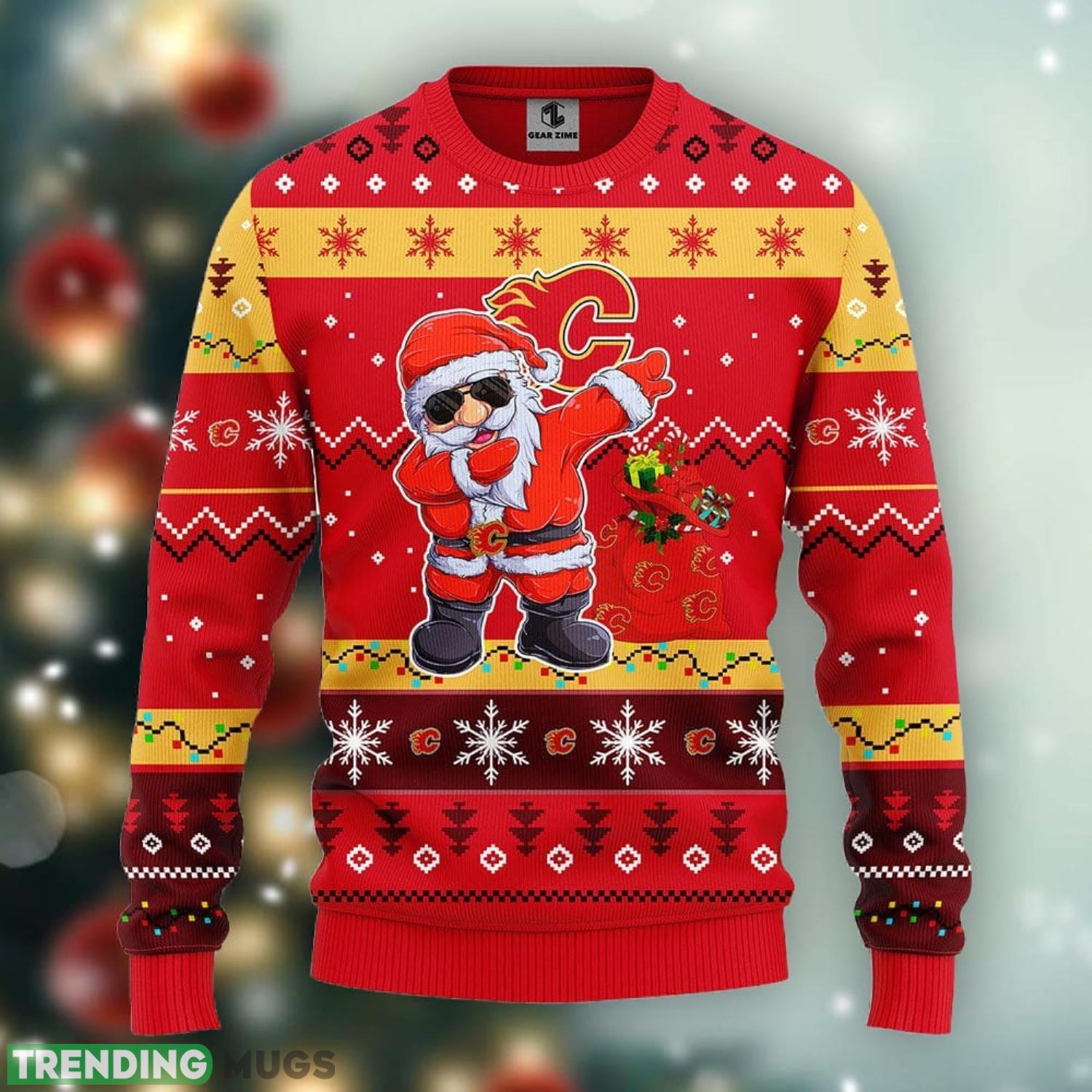 Calgary Flames Dabbing Santa Claus Xmas Ugly Christmas Sweater Best Christmas Gift Ideas Product Photo 1 Calgary Flames Dabbing Santa Claus Xmas Ugly Christmas Sweater Best Christmas Gift Ideas Product Photo 1