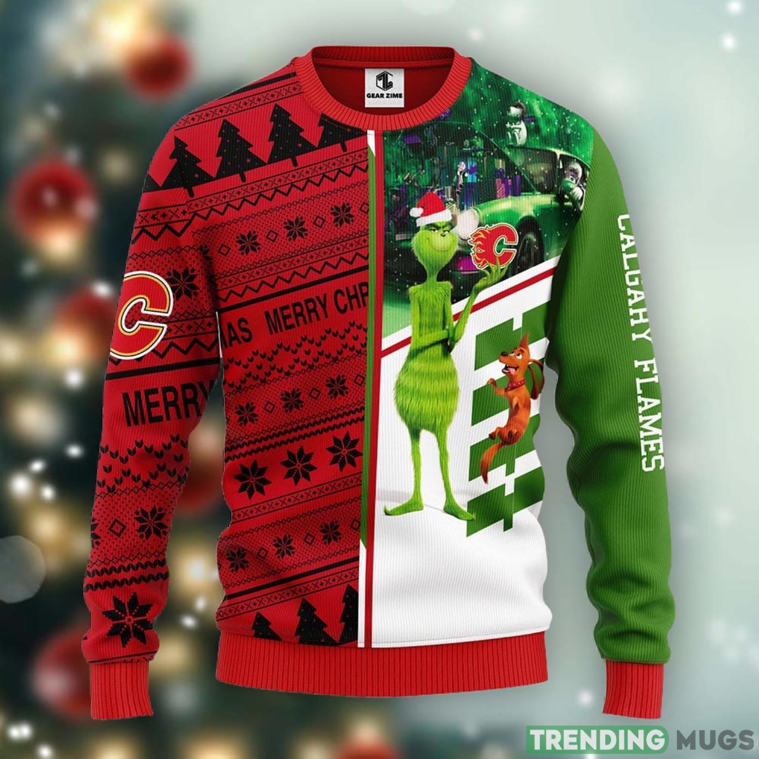 Calgary Flames Grinch & Scooby-doo Ugly Christmas Sweater Unisex Christmas Gift Ideas Product Photo 1 Calgary Flames Grinch & Scooby-doo Ugly Christmas Sweater Unisex Christmas Gift Ideas Product Photo 1
